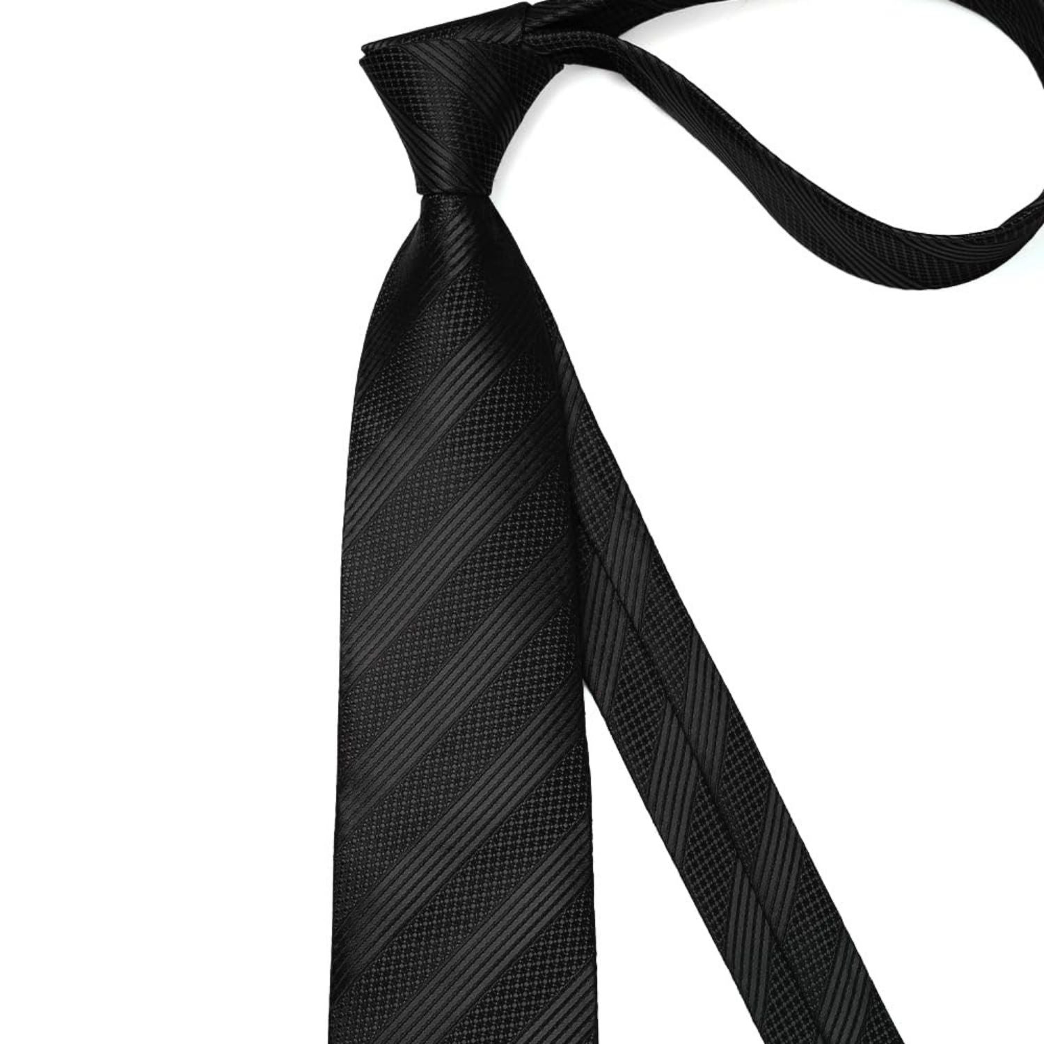 Hisdern Black Striped Business Tie Set