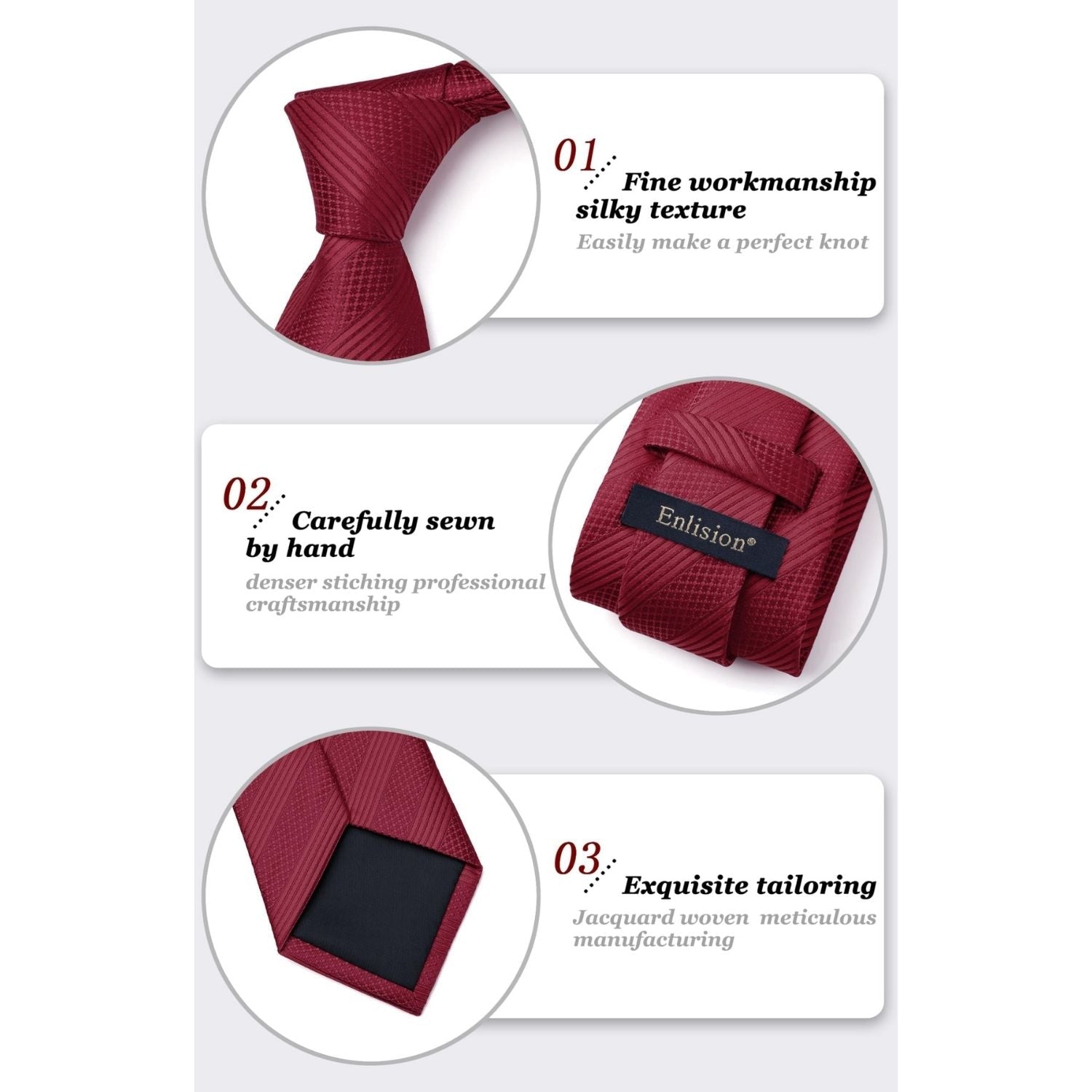 Hisdern Burgundy Striped Wedding Accessories Set