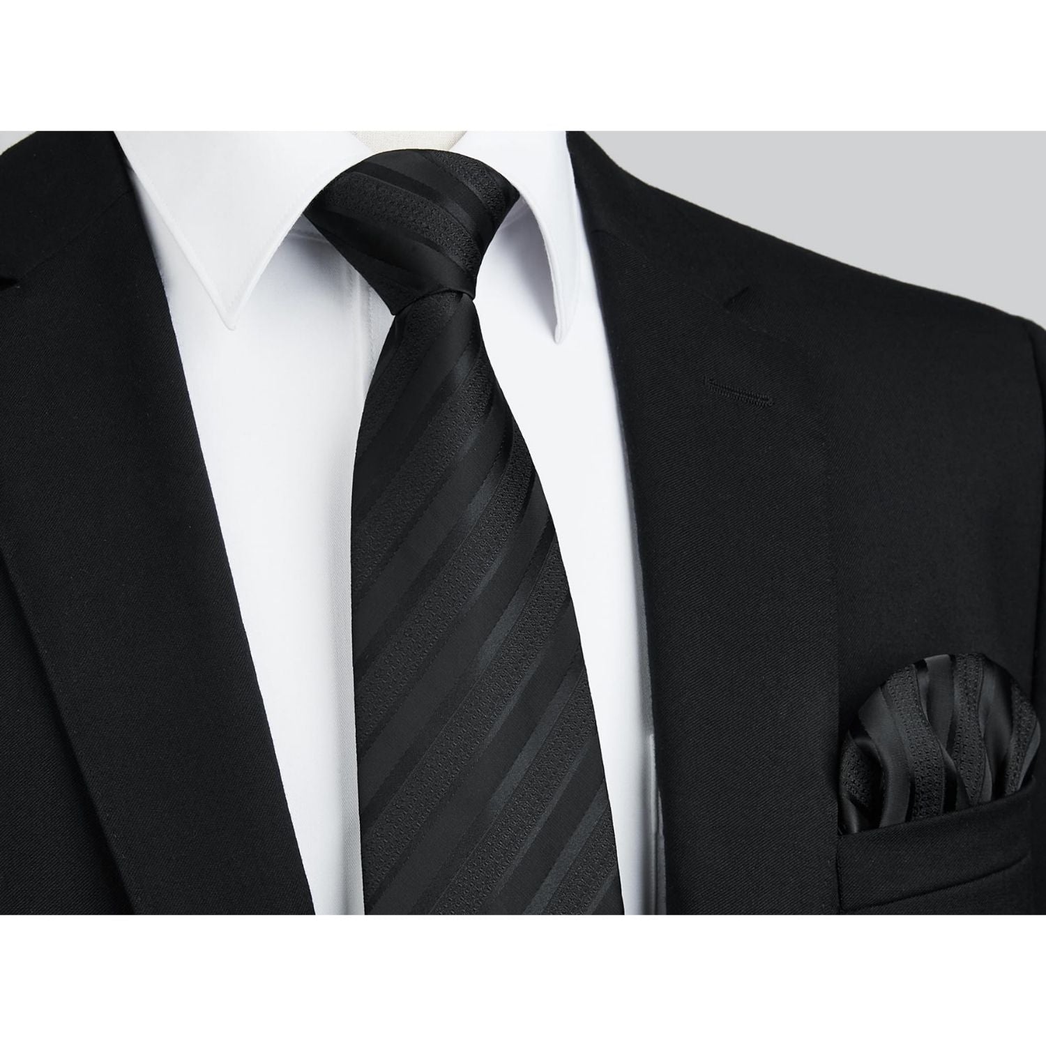 Hisdern Black Striped Business Accessories Set with Cufflinks