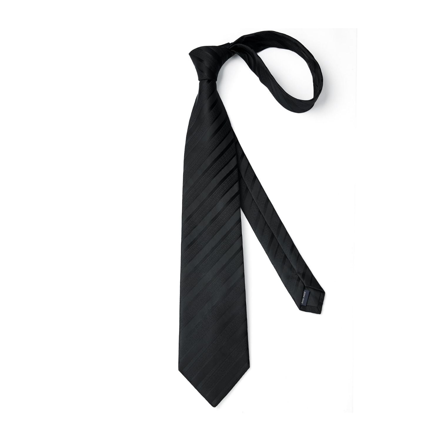 Hisdern Black Striped Business Accessories Set with Cufflinks