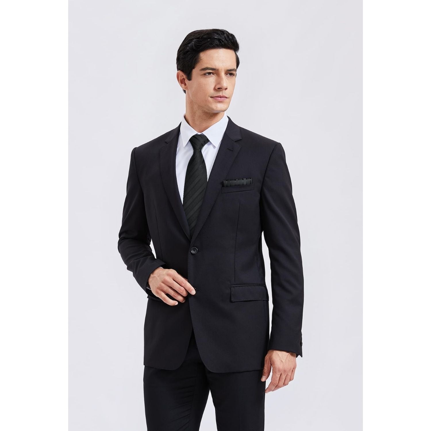Hisdern Black Striped Business Accessories Set with Cufflinks