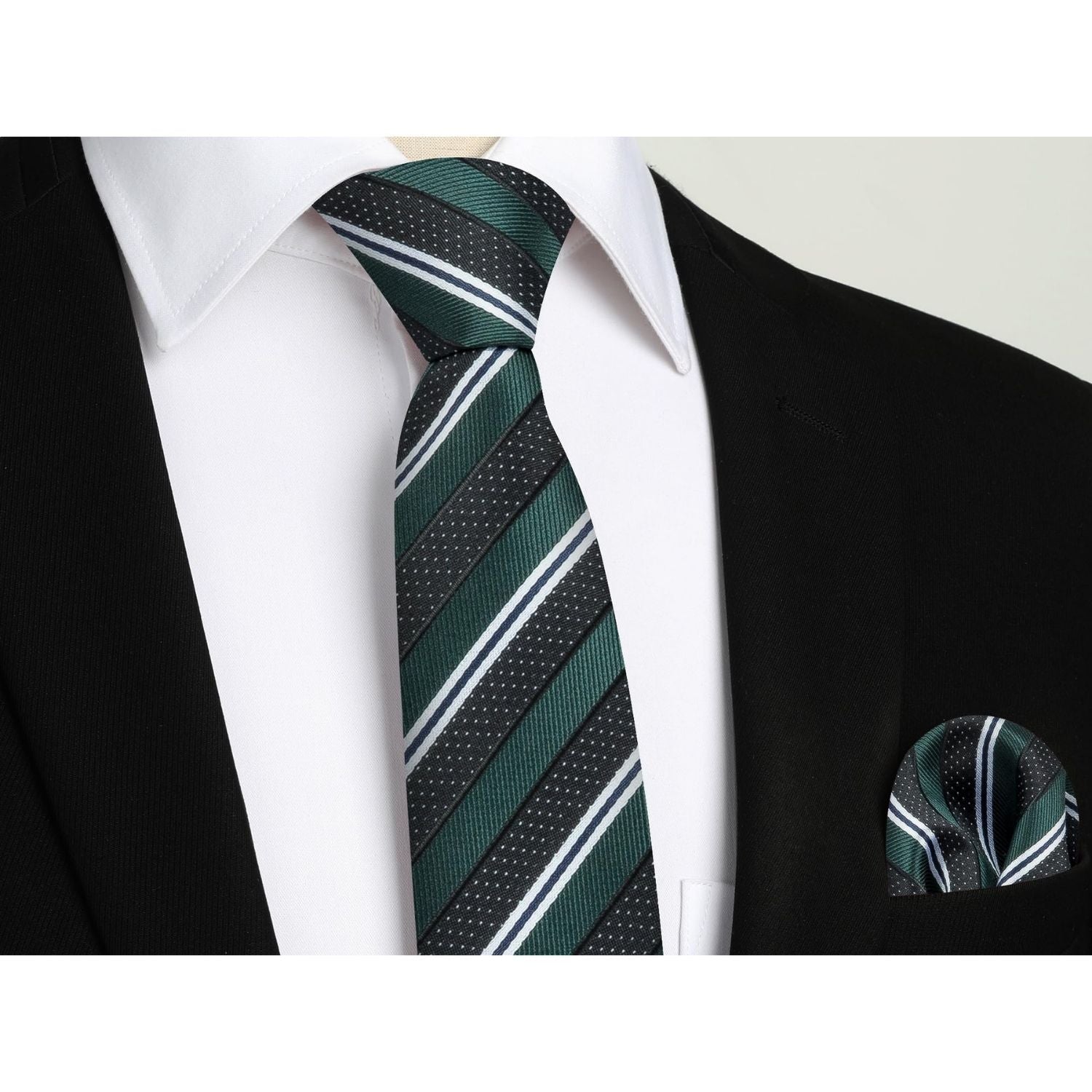 Hisdern Black Striped Business Accessories Set with Cufflinks