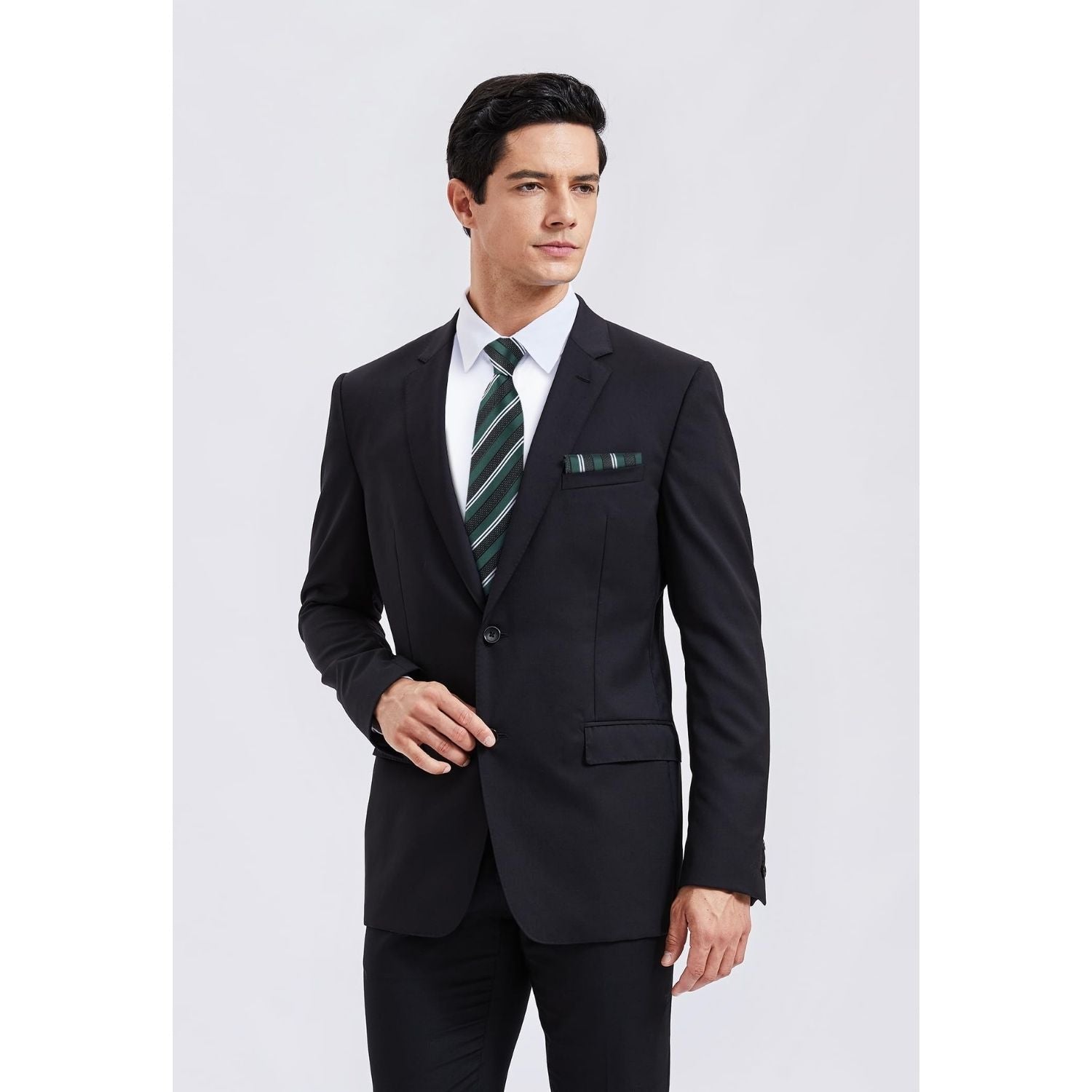 Hisdern Black Striped Business Accessories Set with Cufflinks