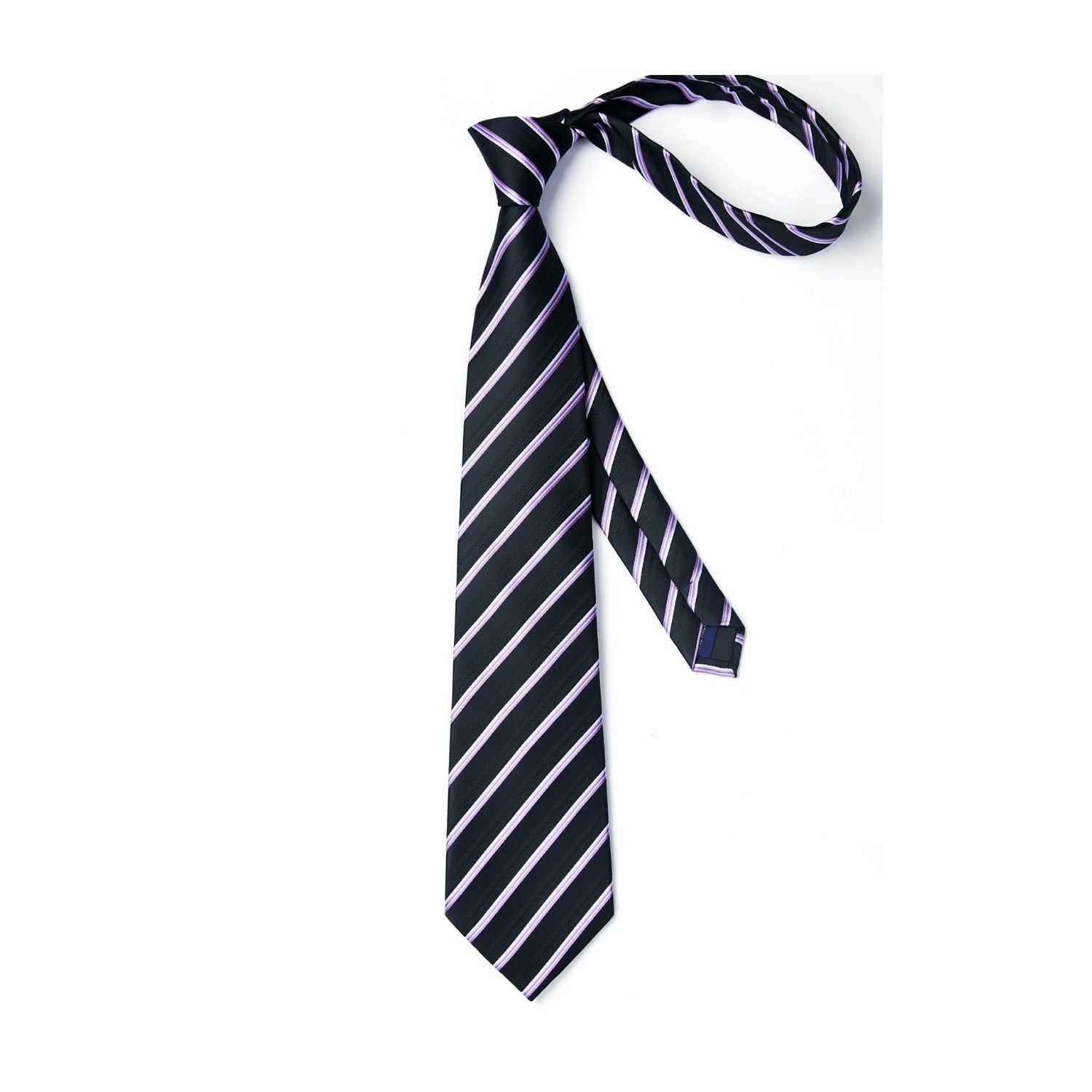 Hisdern Black Striped Business Accessories Set with Cufflinks