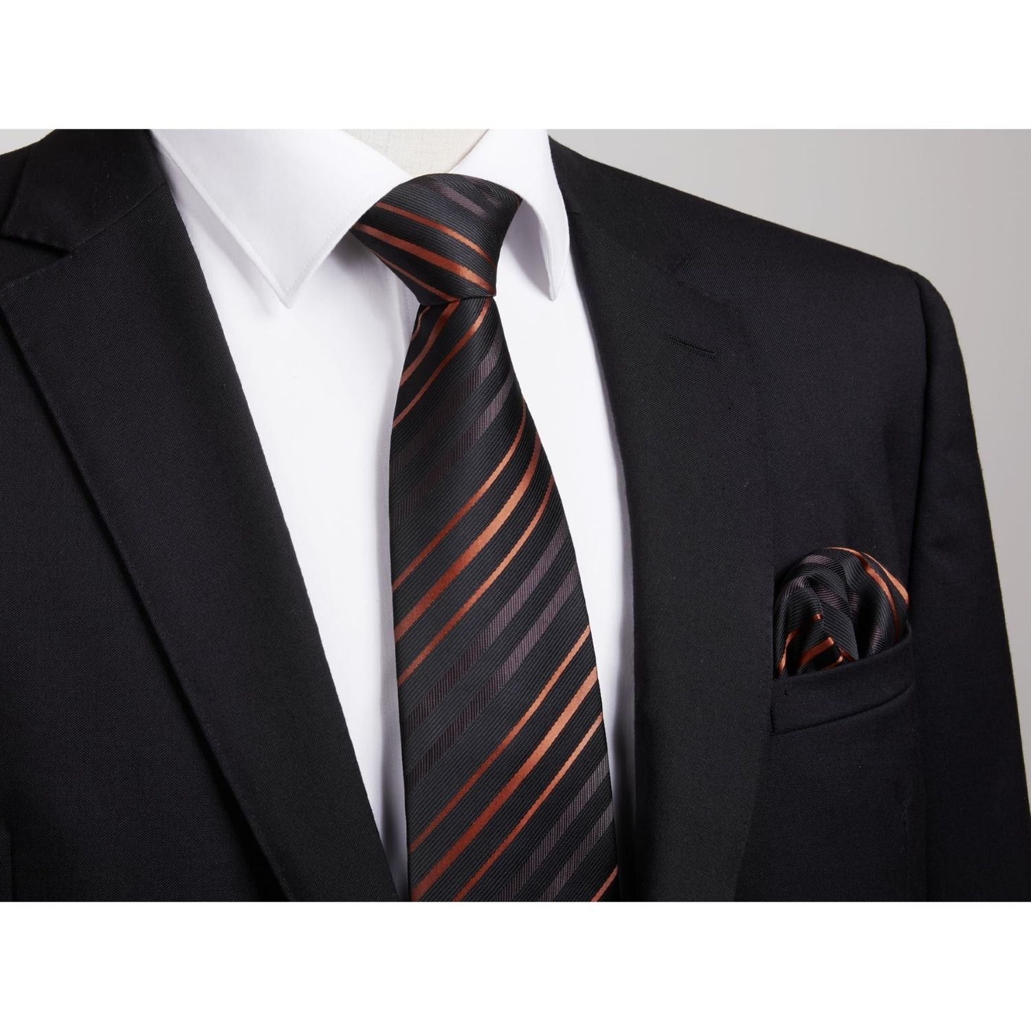 Hisdern Black Striped Business Accessories Set with Cufflinks