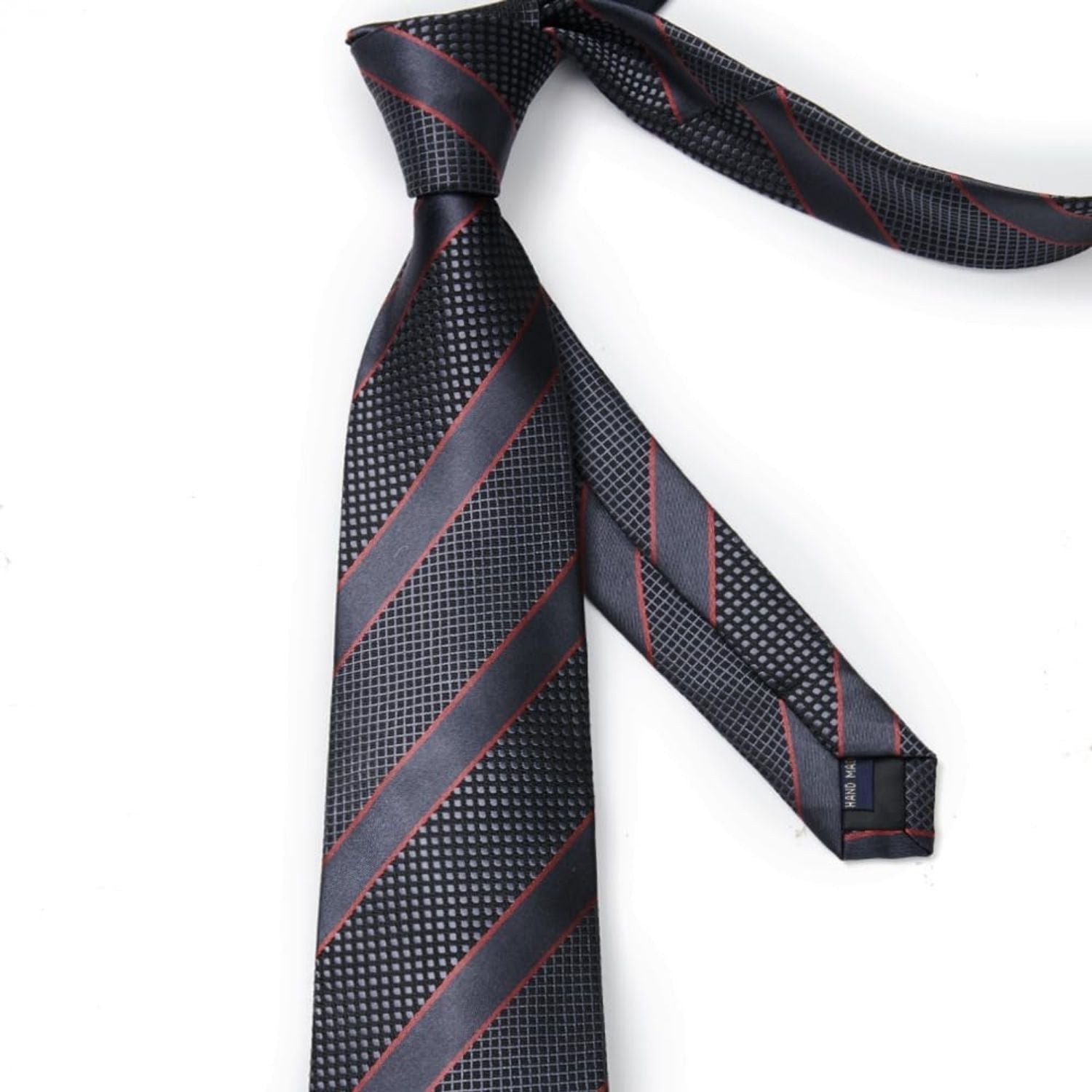 Hisdern Black Striped Business Accessories Set with Cufflinks