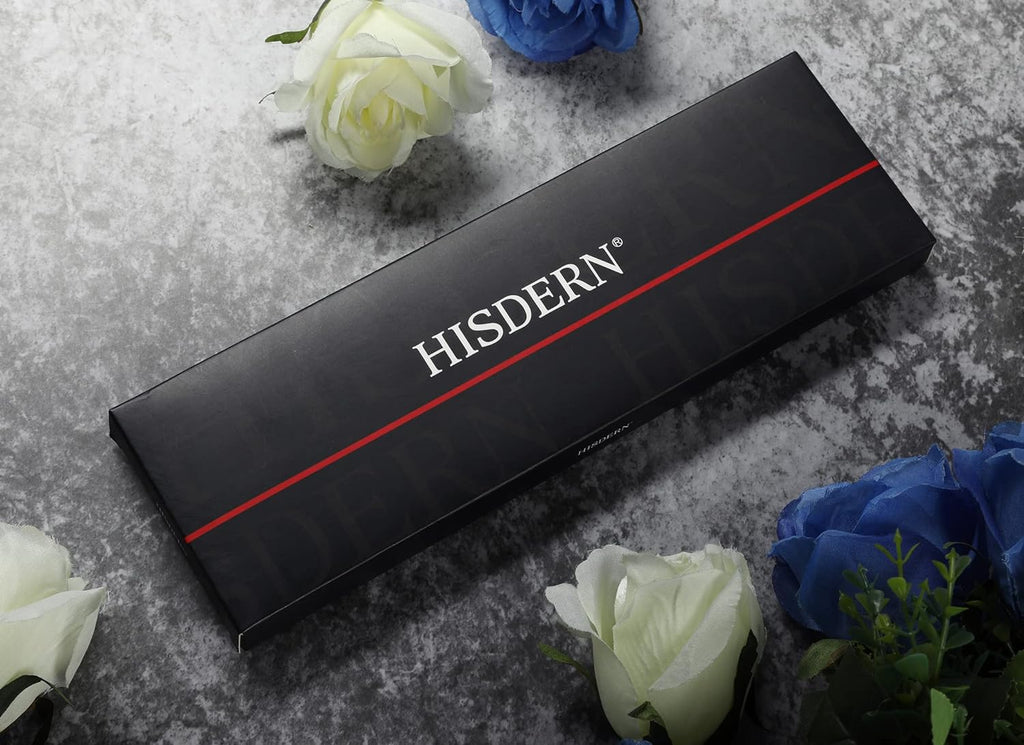 Hisdern Burgundy Plaid Wedding Accessories Set with Cufflinks Clip