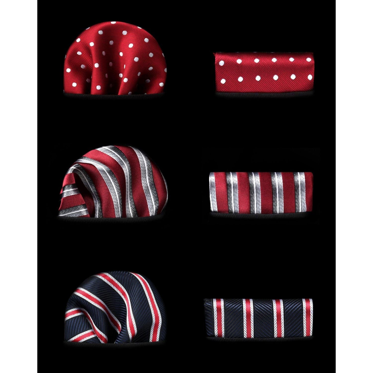 Hisdern 3-Piece XL Tie Set Red Wedding Accessory Gift Box Set