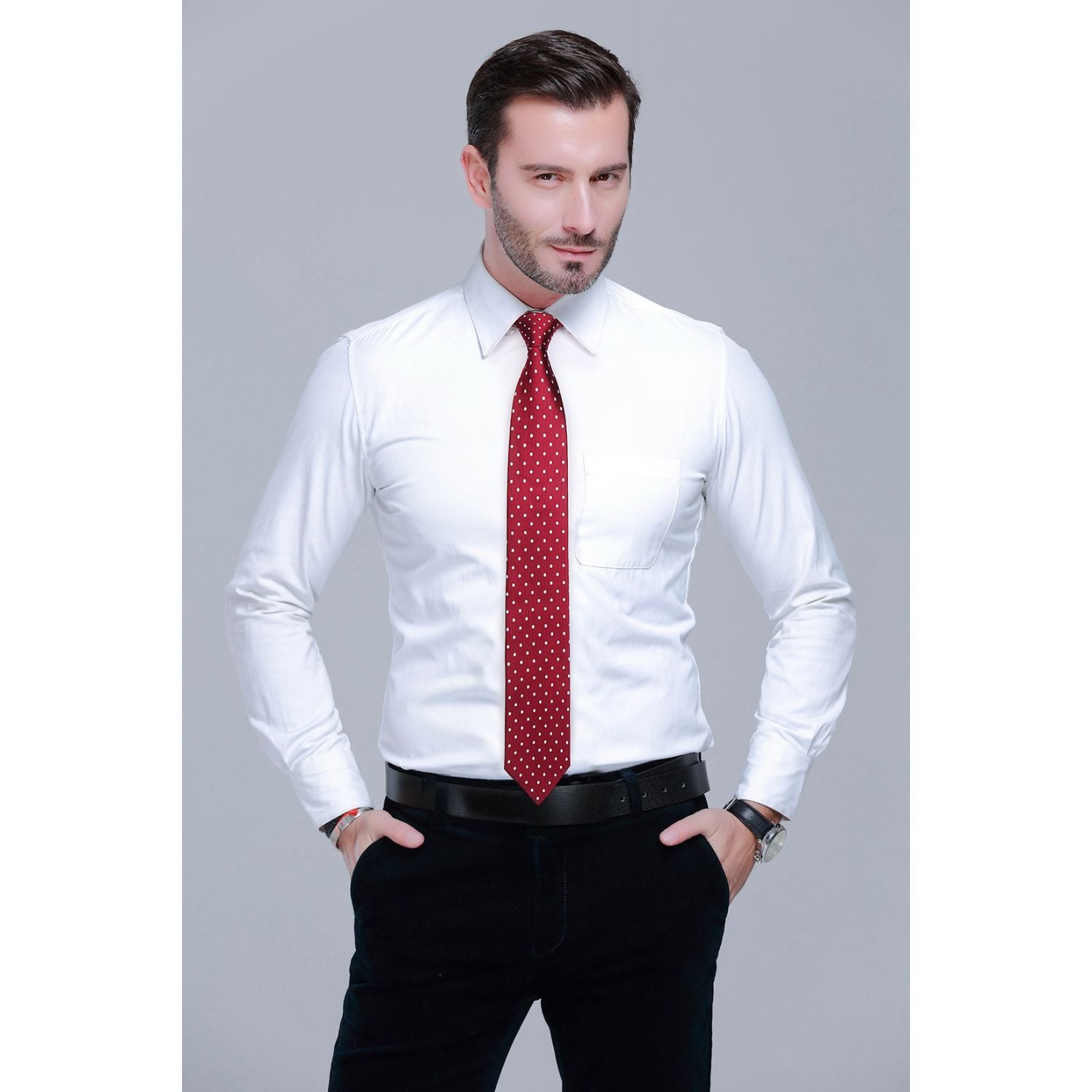 Hisdern 3-Piece XL Tie Set Red Wedding Accessory Gift Box Set