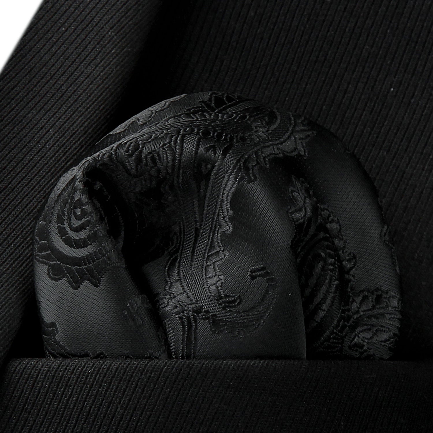 Hisdern Black Paisley Tie Set For Groomsmen
