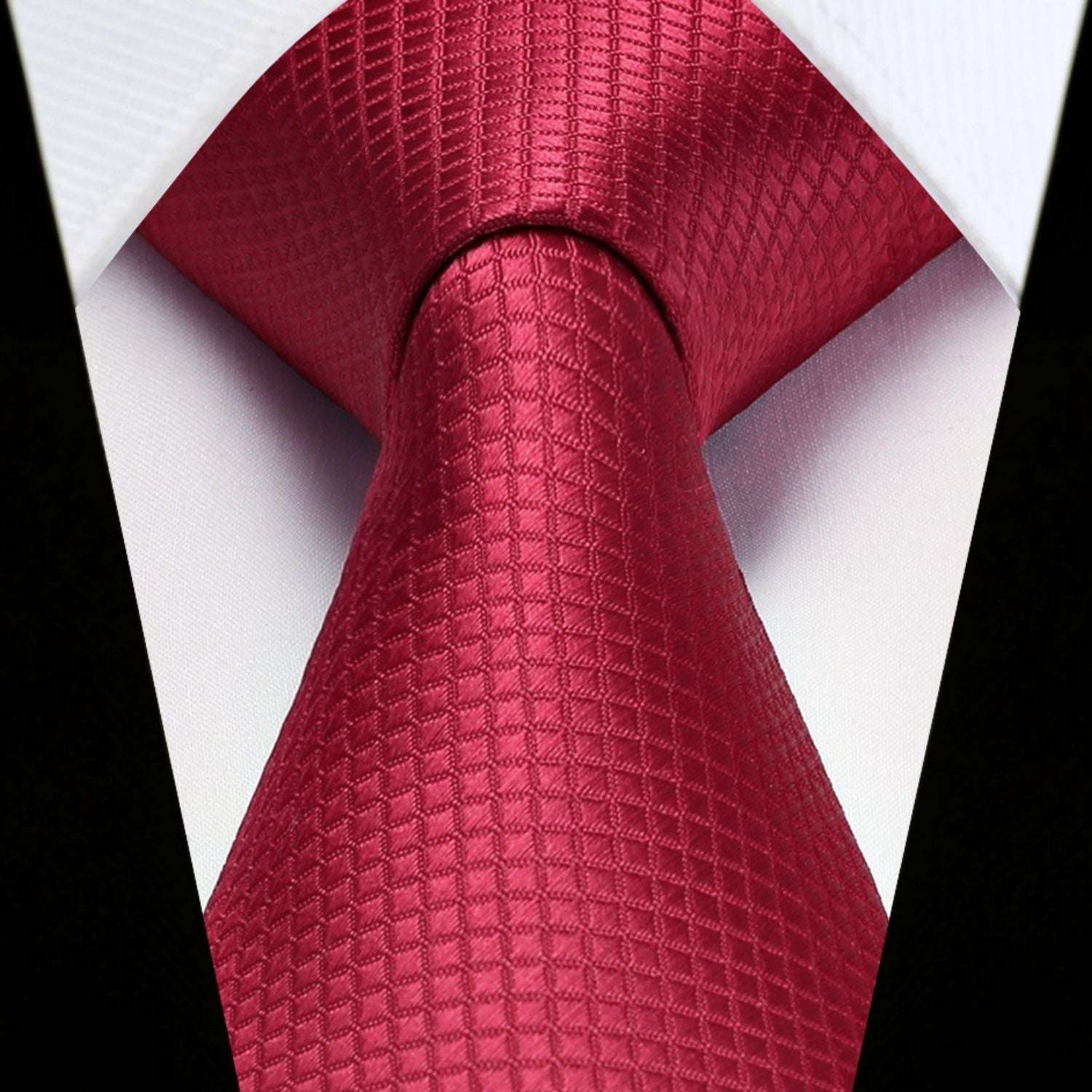 Hisdern Red Plaid Pocket Square With Matching Tie