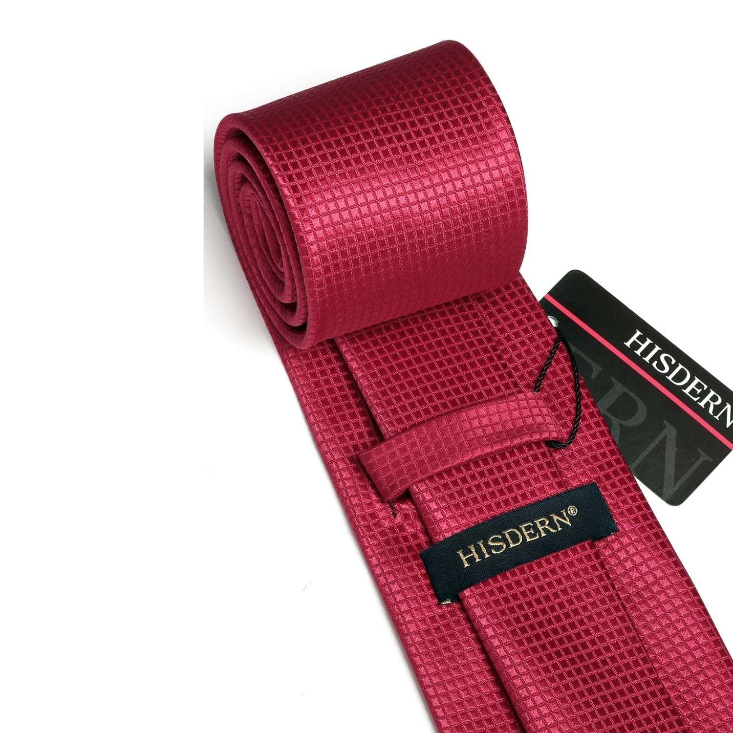 Hisdern Red Plaid Pocket Square With Matching Tie