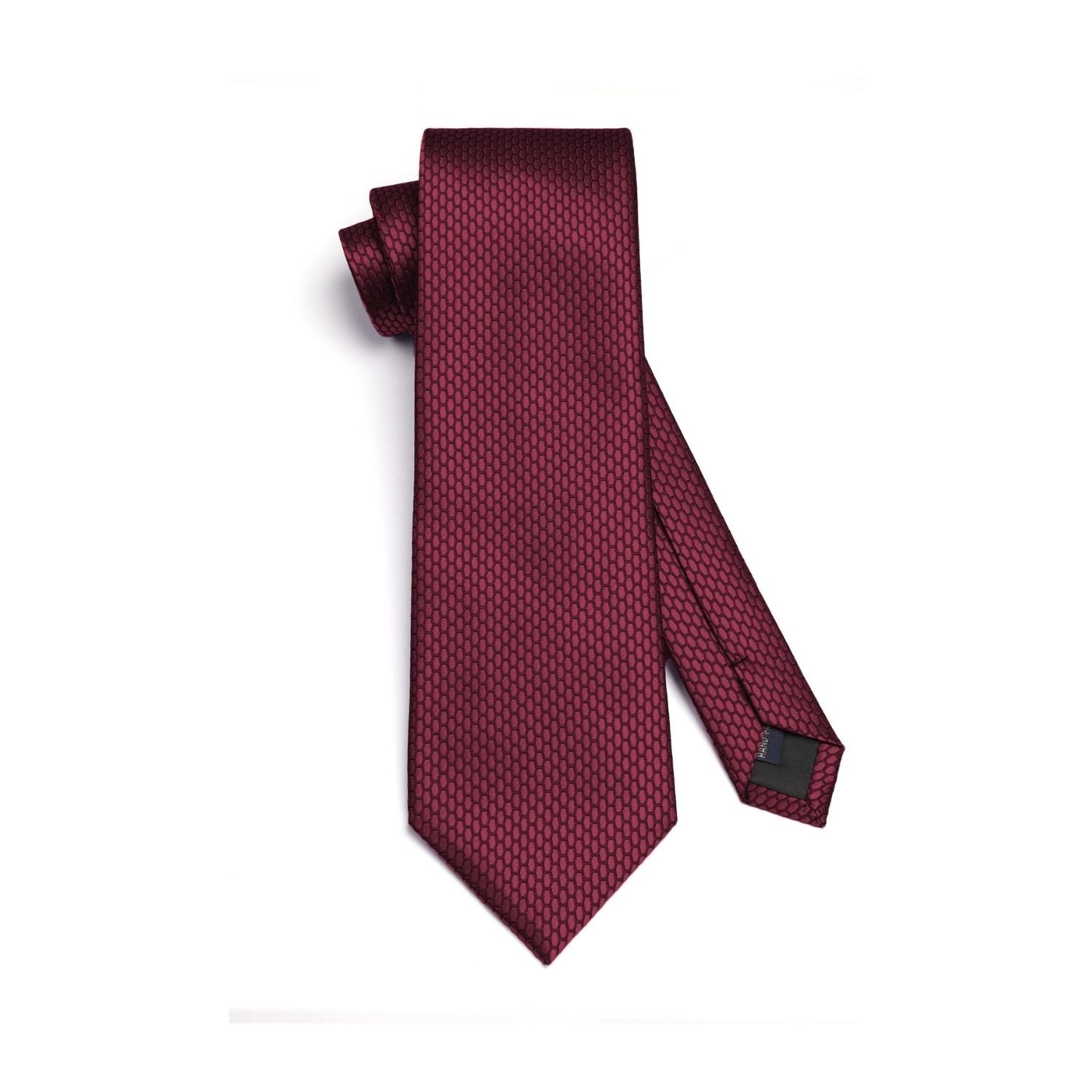 Hisdern Burgundy Plaid Pocket Square With Matching Tie