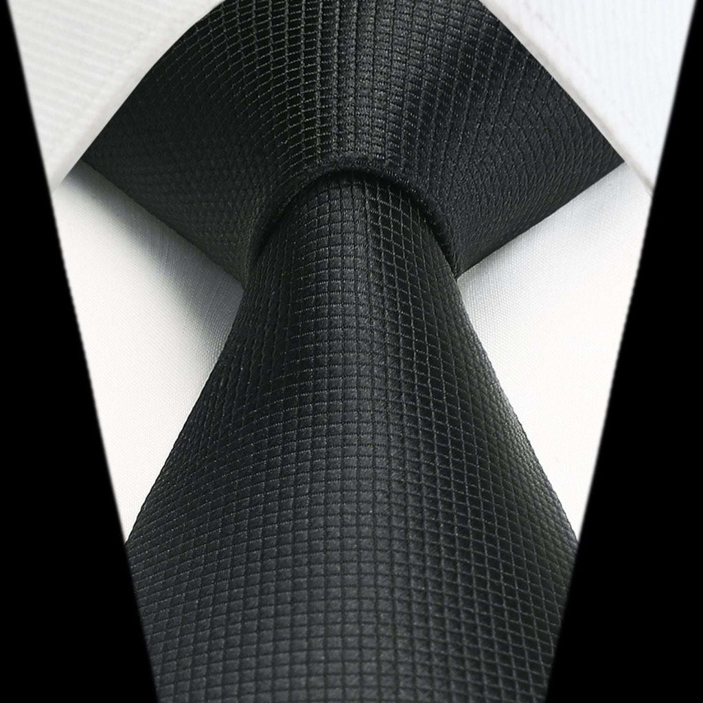 Hisdern Black Plaid Pocket Square With Matching Tie