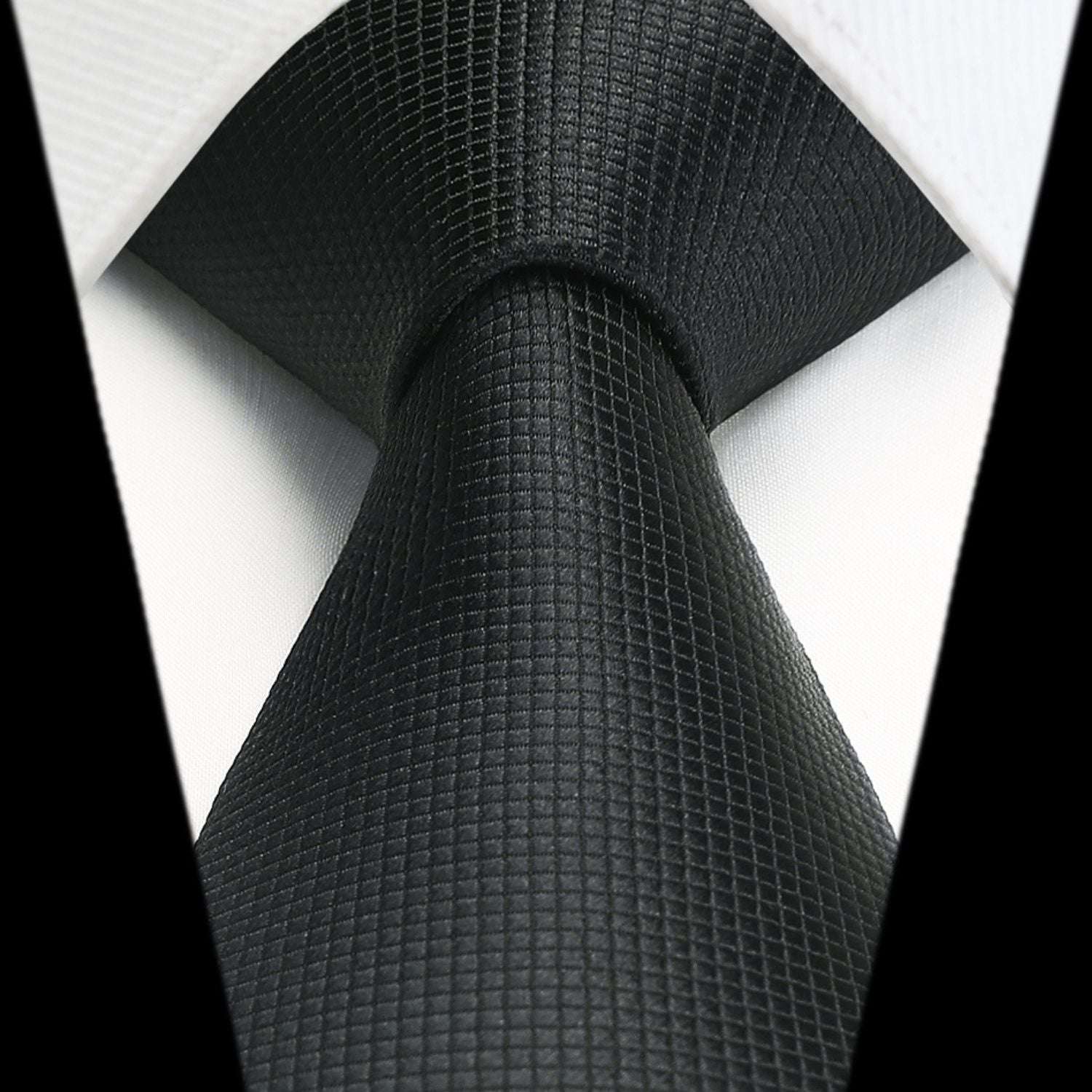 Hisdern Black Plaid Pocket Square With Matching Tie