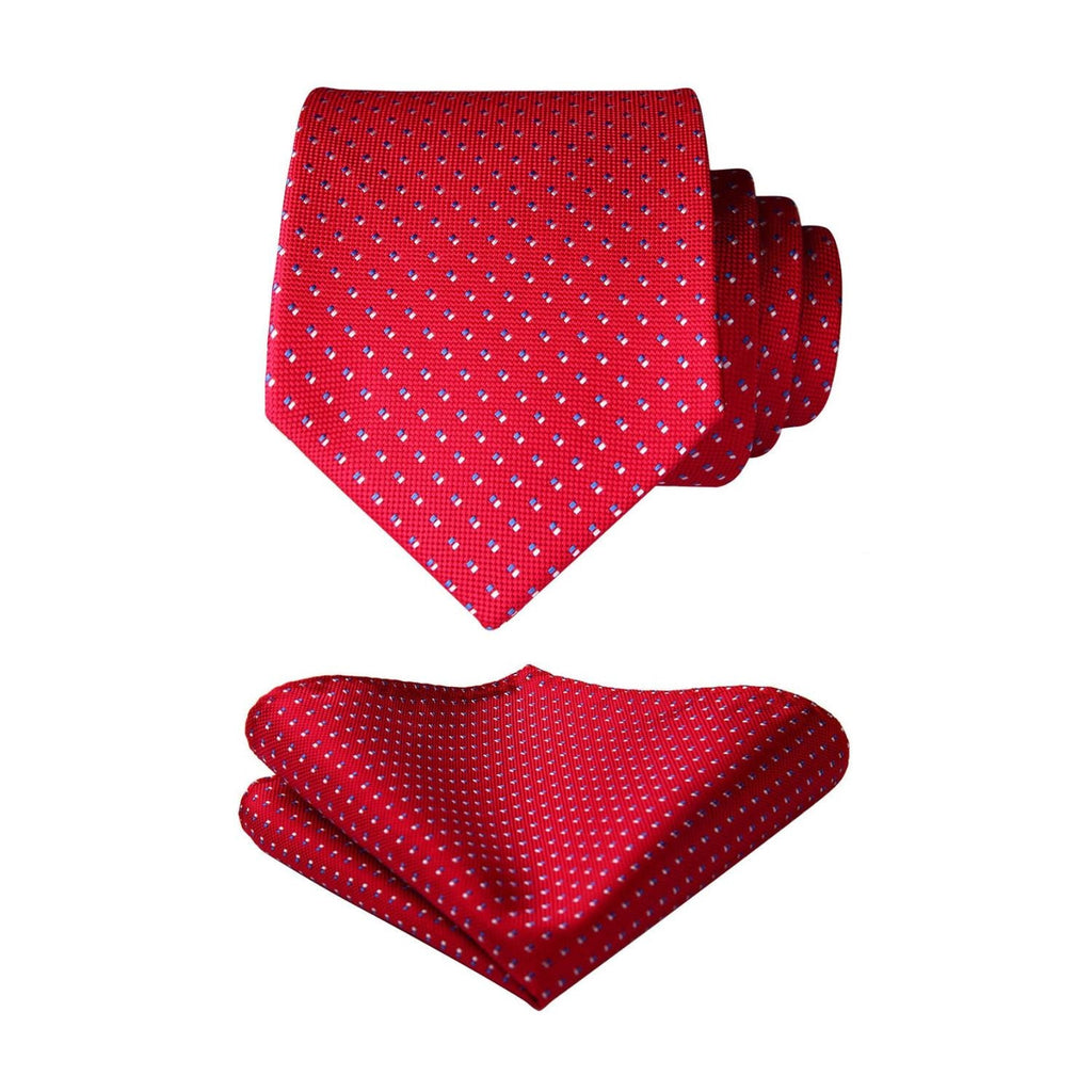 Polka Dot Tie Handkerchief Set - RED