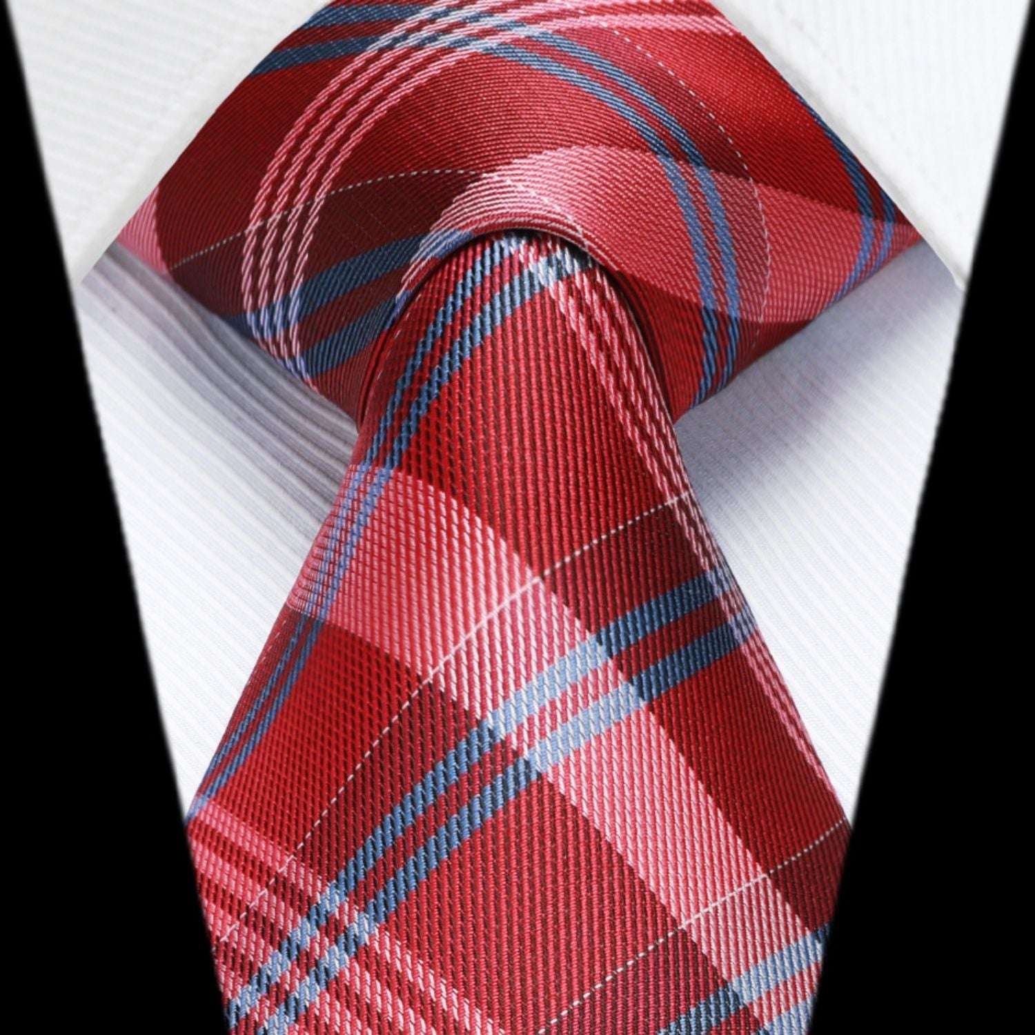 Hisdern Red Plaid Tie Set For Groomsmen