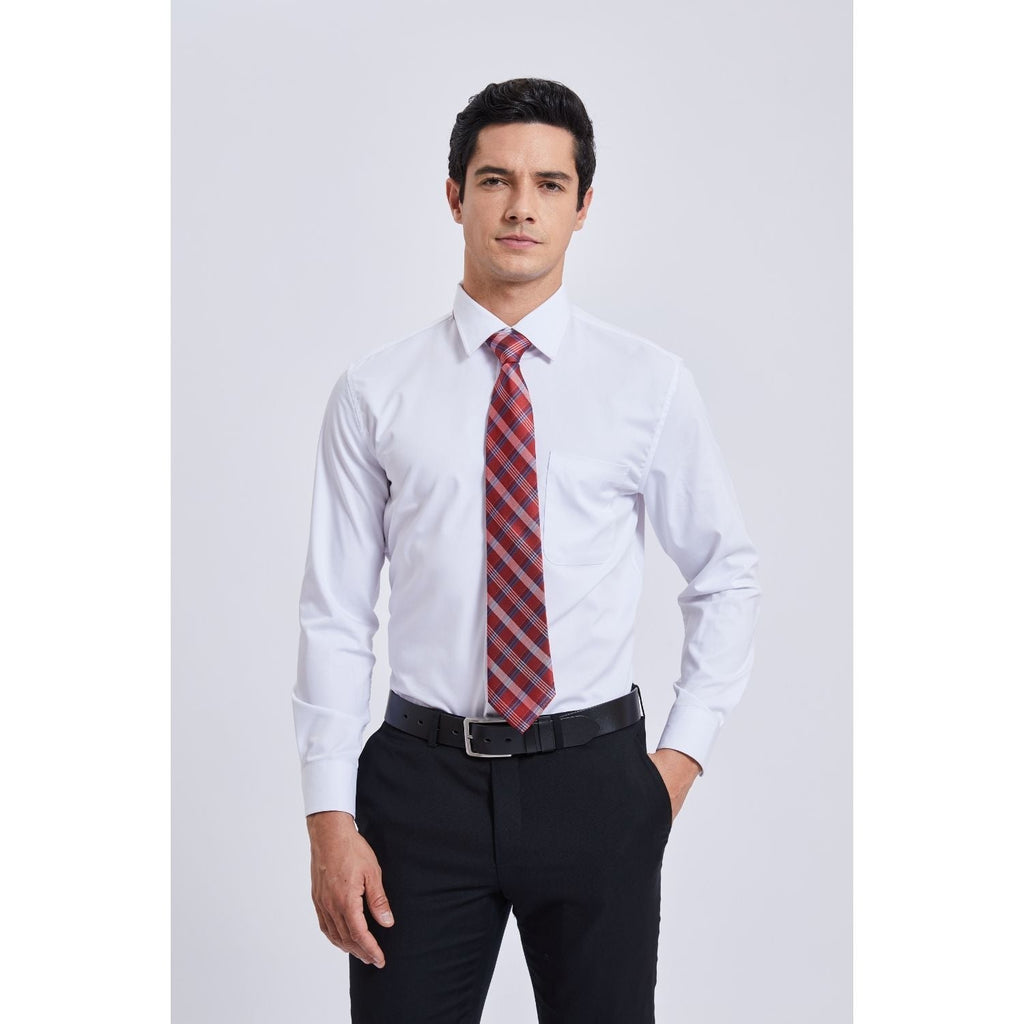 Hisdern Red Plaid Tie Set For Groomsmen