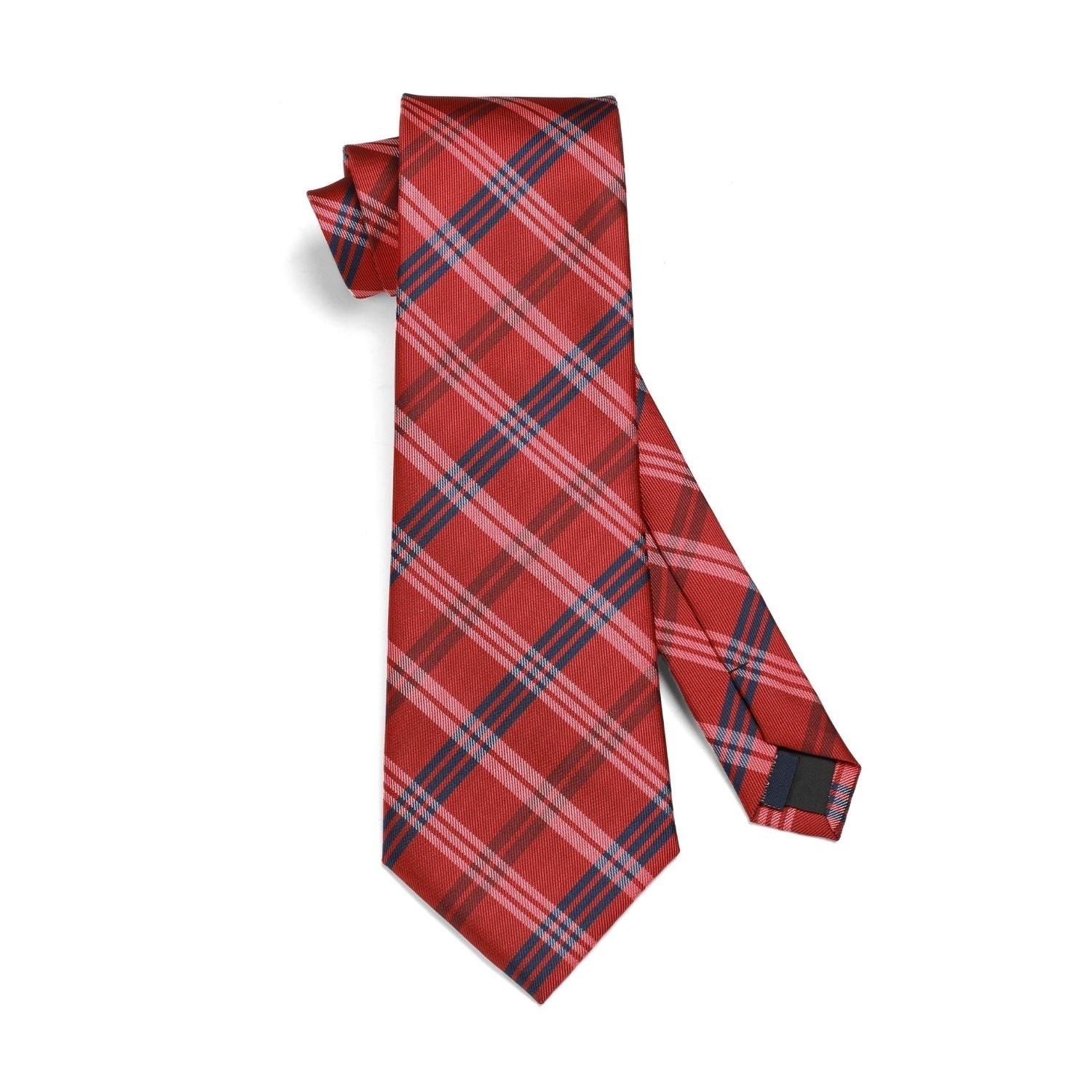 Hisdern Red Plaid Wedding Accessories Set with Cufflinks