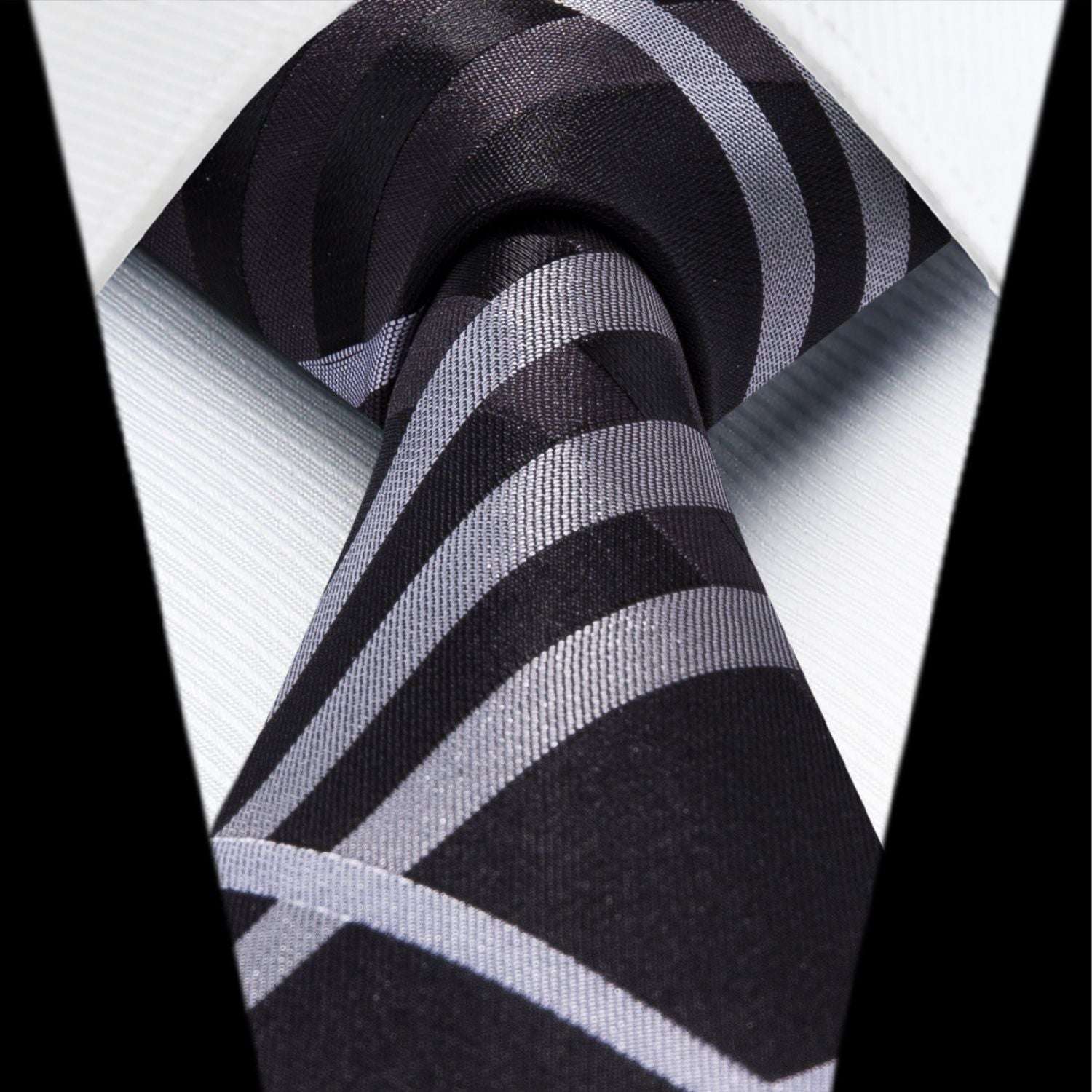 Hisdern Black Plaid Tie Set For Groomsmen