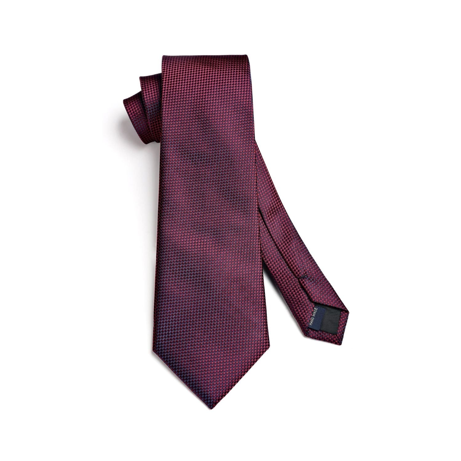 Hisdern Burgundy Houndstooth Wedding Tie Set