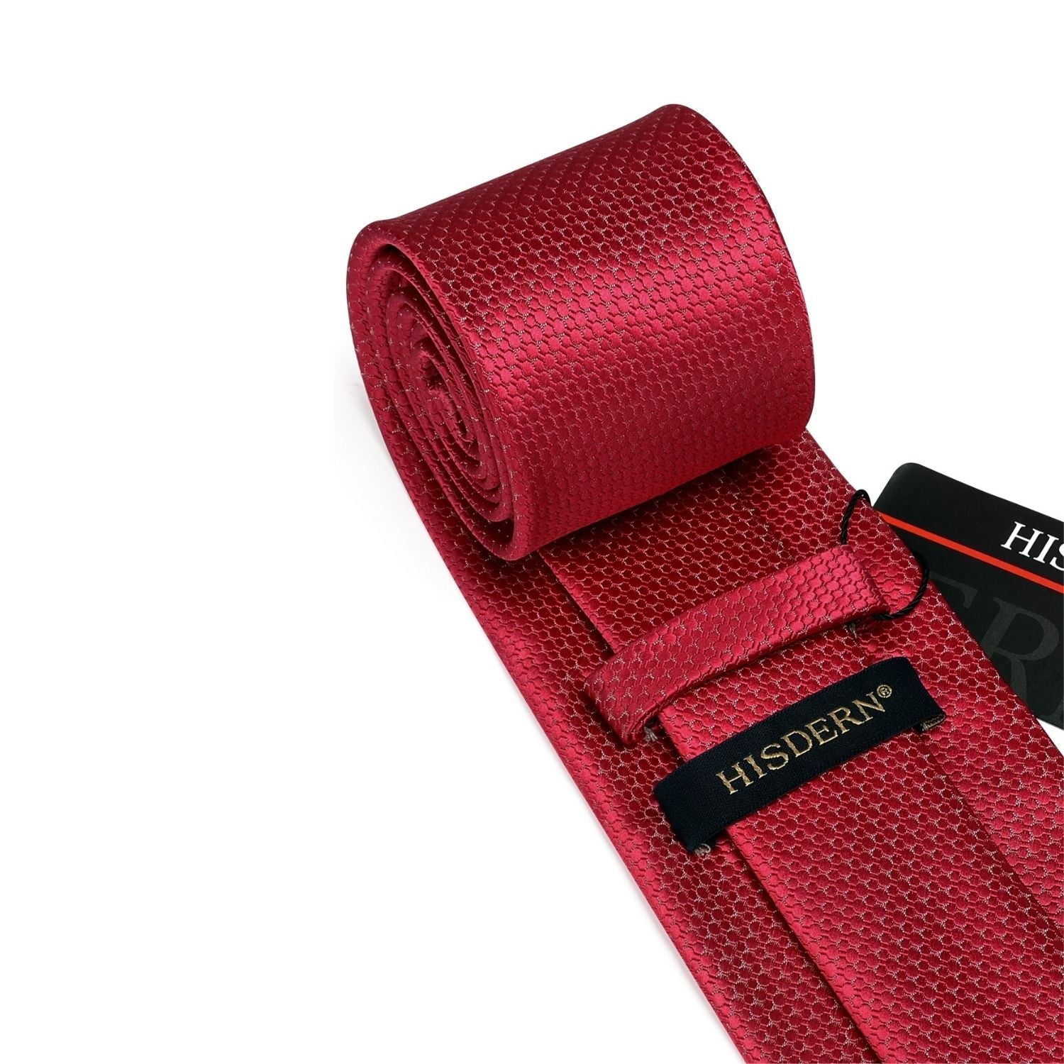 Hisdern Red Houndsooth Wedding Tie Set with Clip