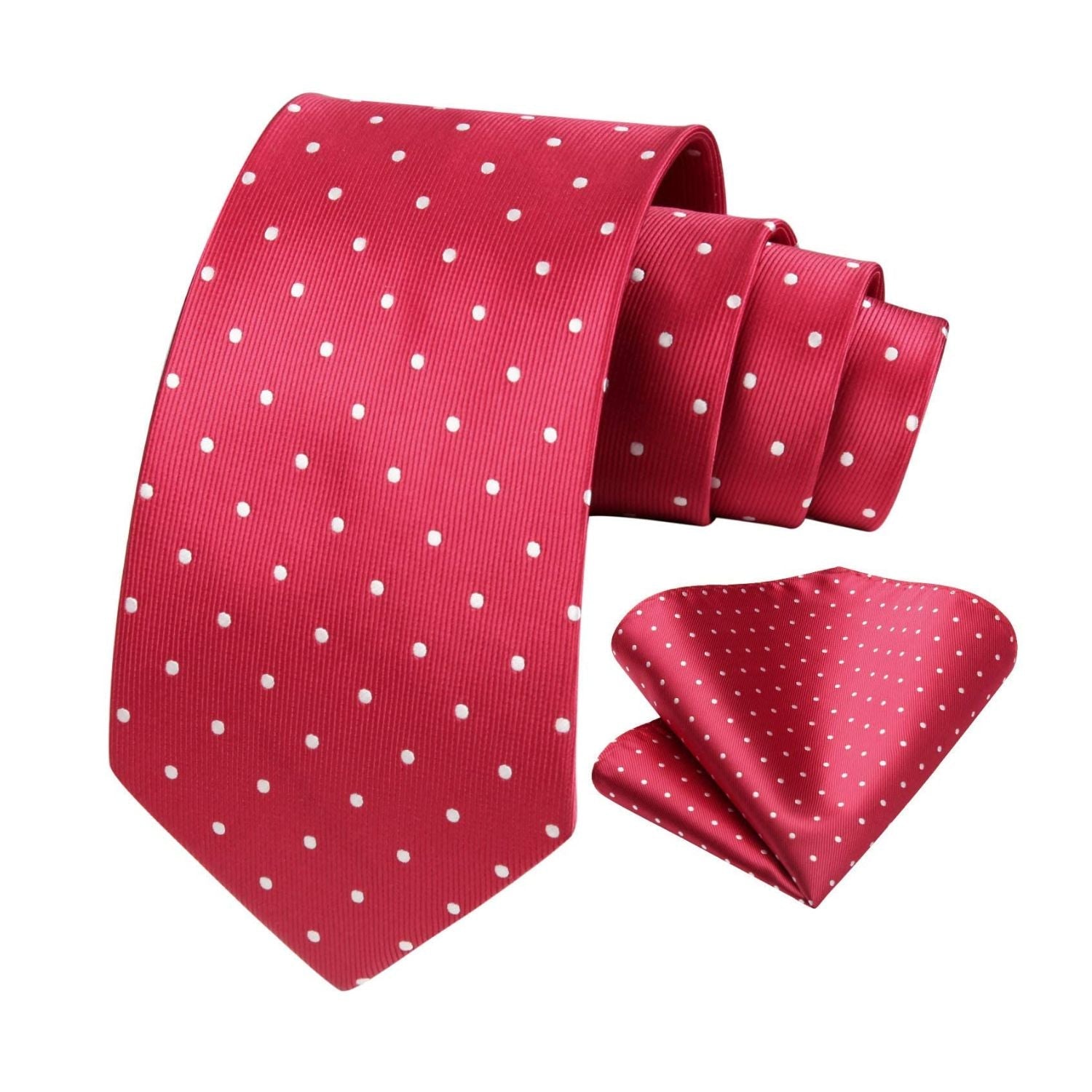 Polka Dot Tie Handkerchief Set - RED/WHITE