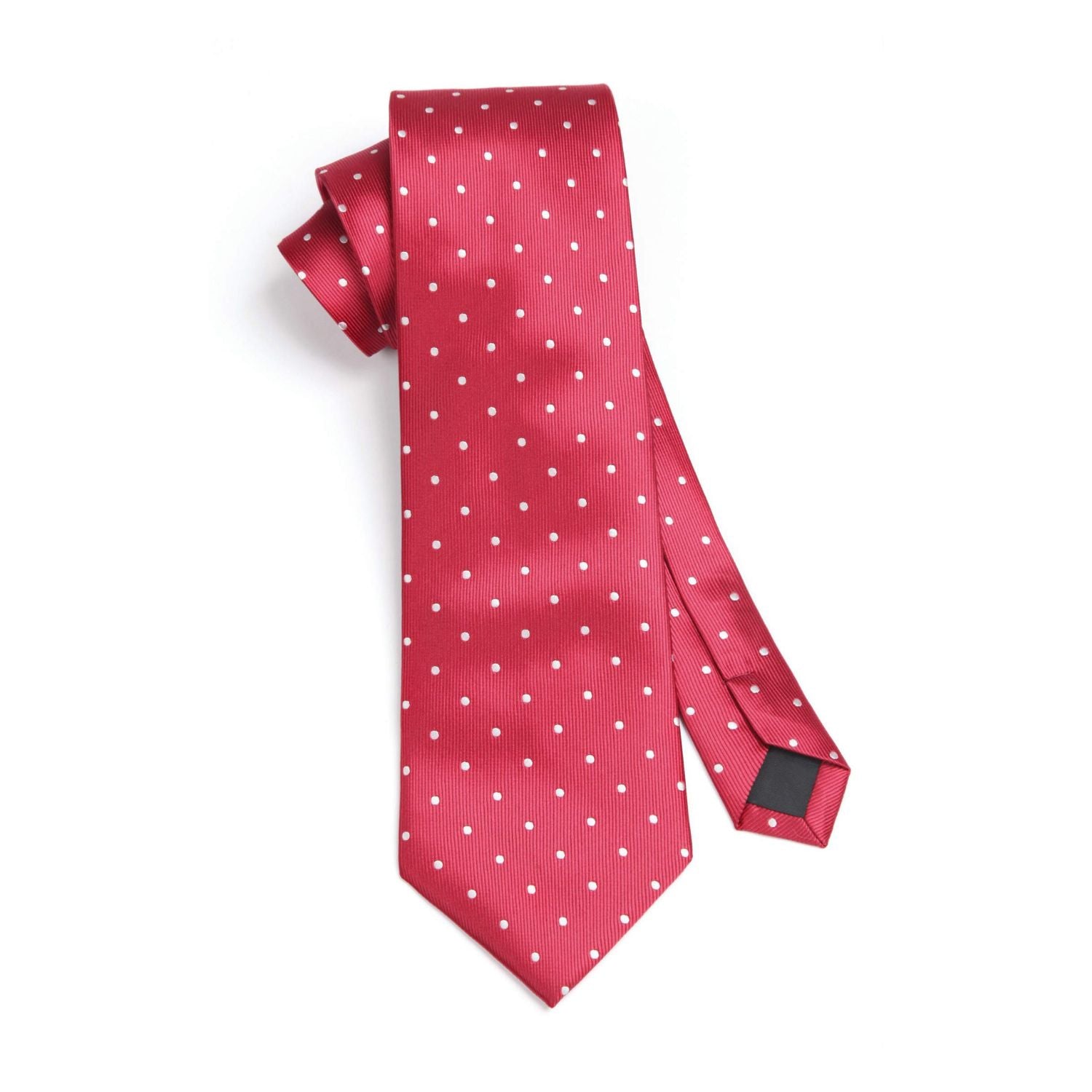 Hisdern Red White Polka Dot Tie Set For Groomsmen