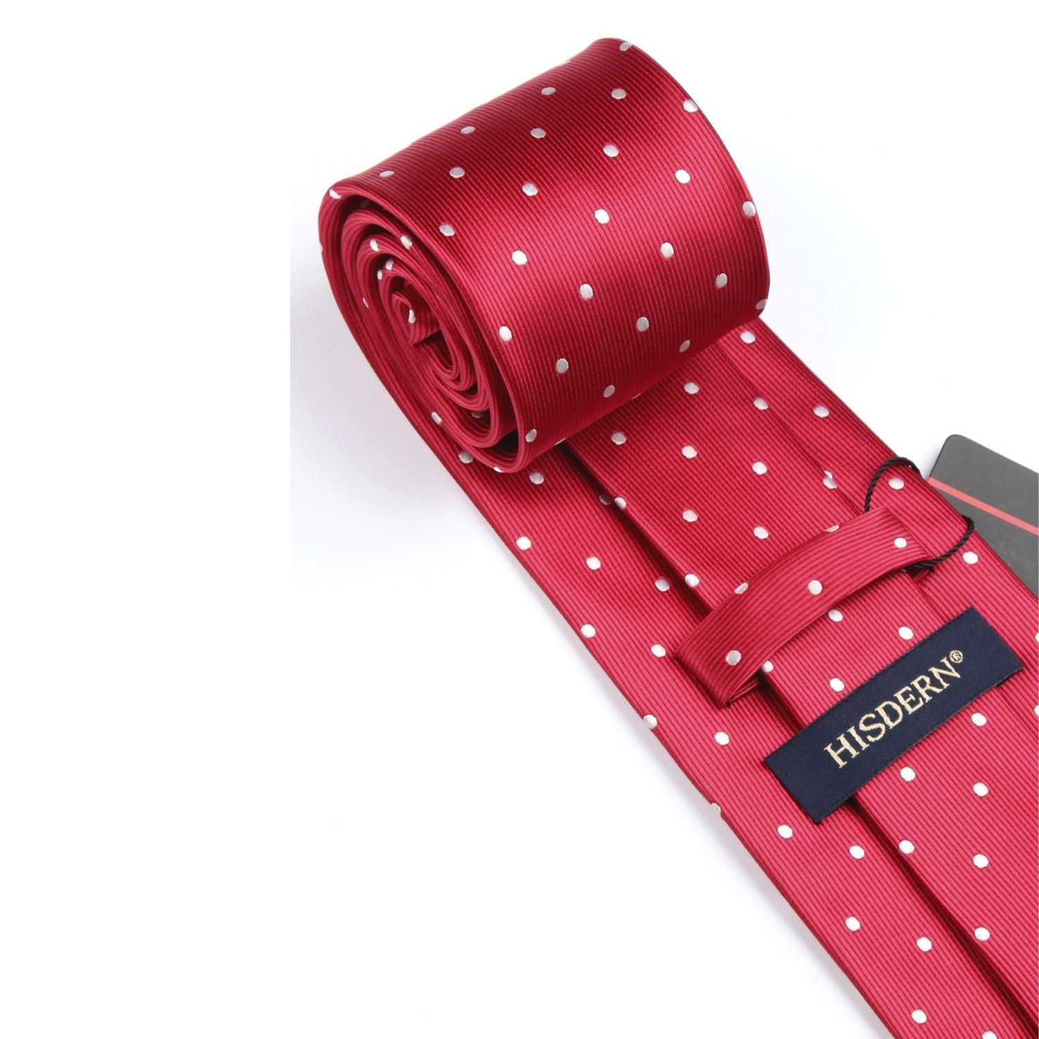 Hisdern Red White Polka Dot Tie Set For Groomsmen