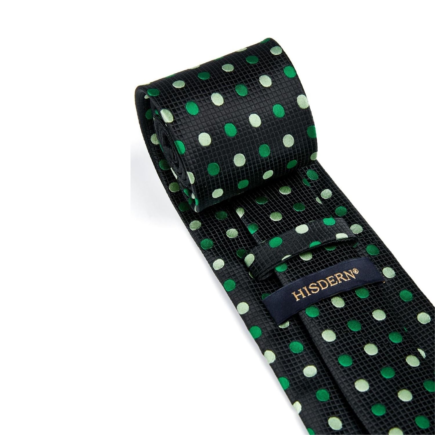 Hisdern Black Green Polka Dot Print Tie Set For Formal Events