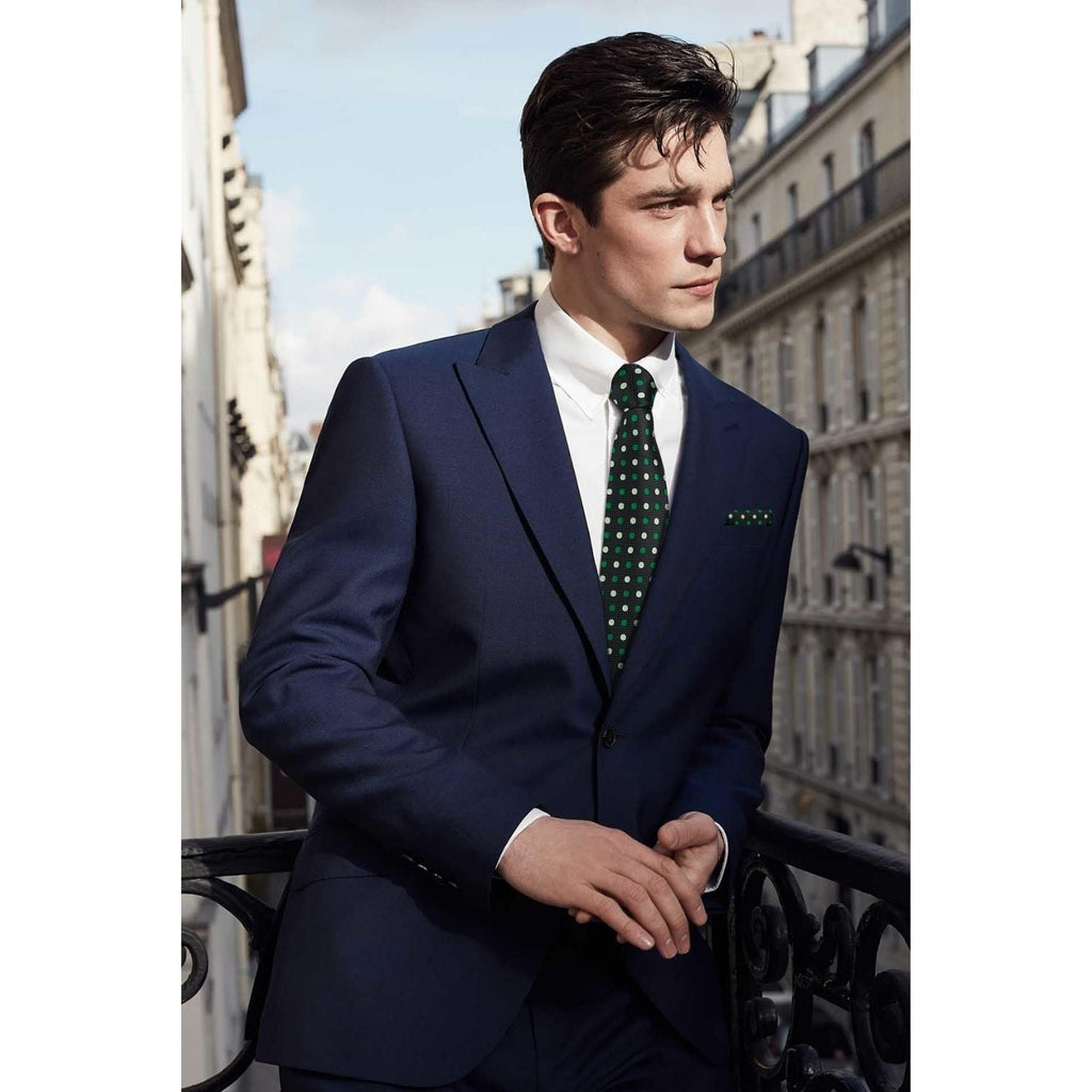 Hisdern Black Green Polka Dot Print Tie Set For Formal Events