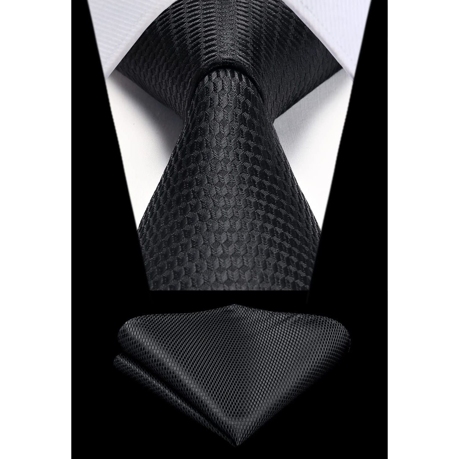 Hisdern Black Houndstooth Wedding Tie Set