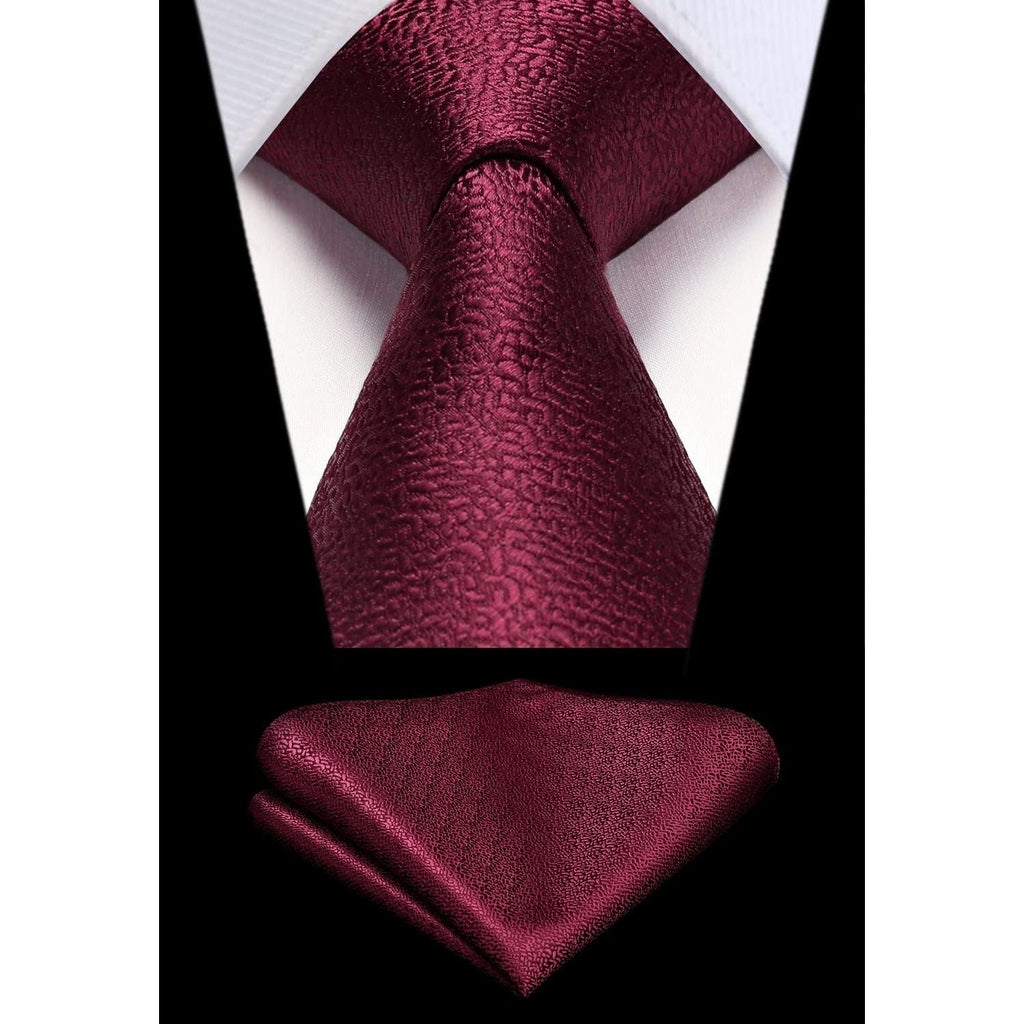 Hisdern Burgundy Houndstooth Wedding Tie Set