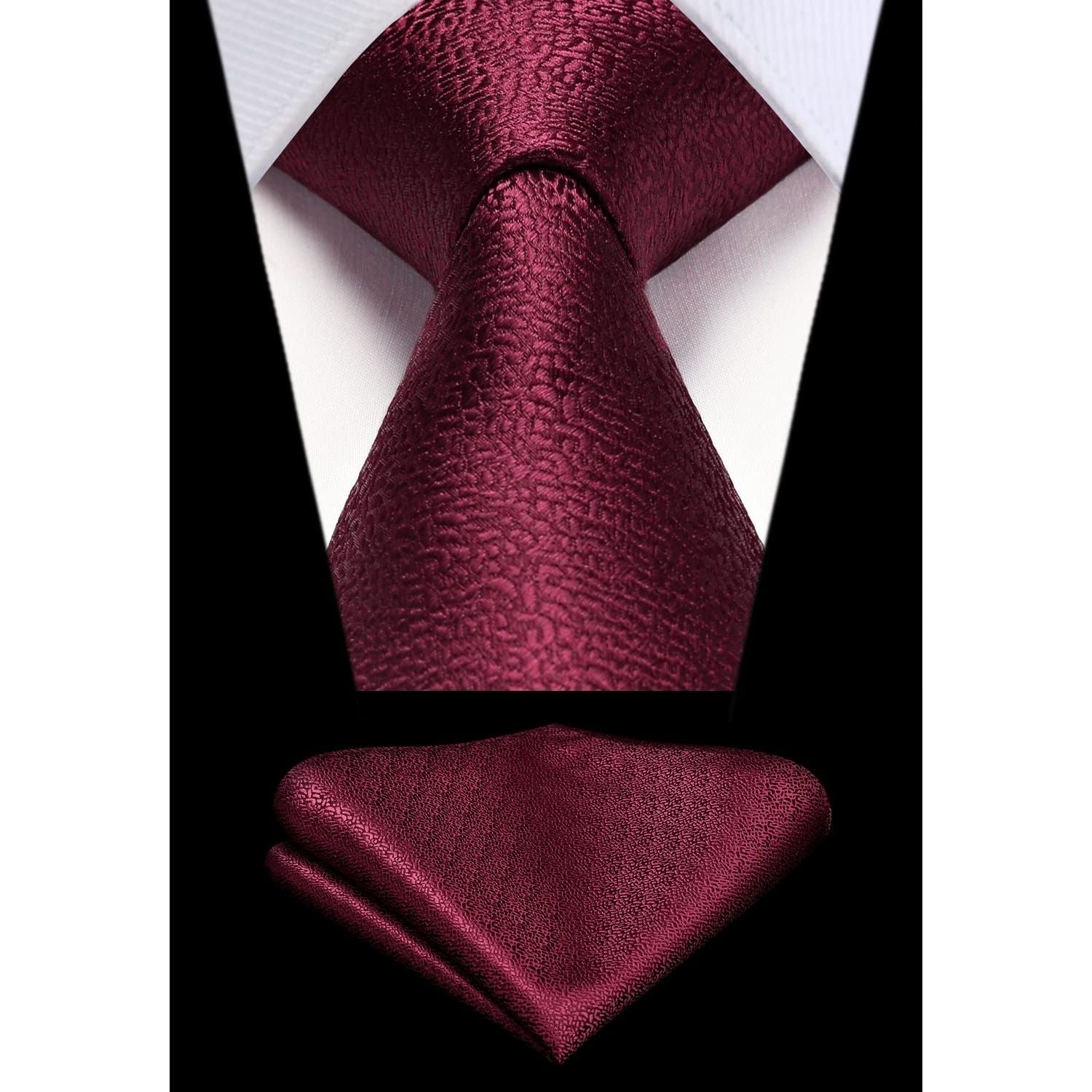 Hisdern Burgundy Houndstooth Wedding Tie Set