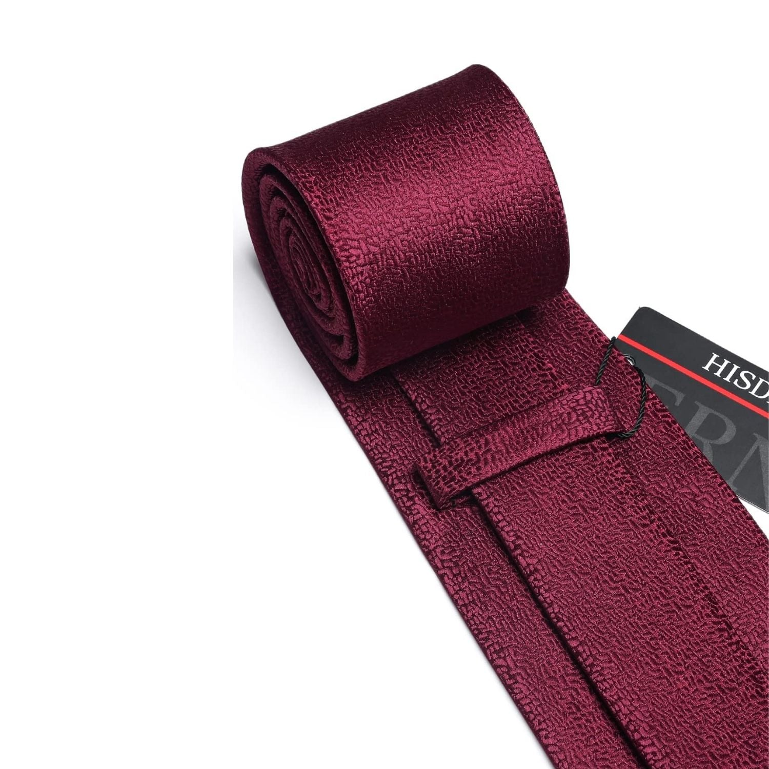 Hisdern Burgundy Houndstooth Wedding Tie Set