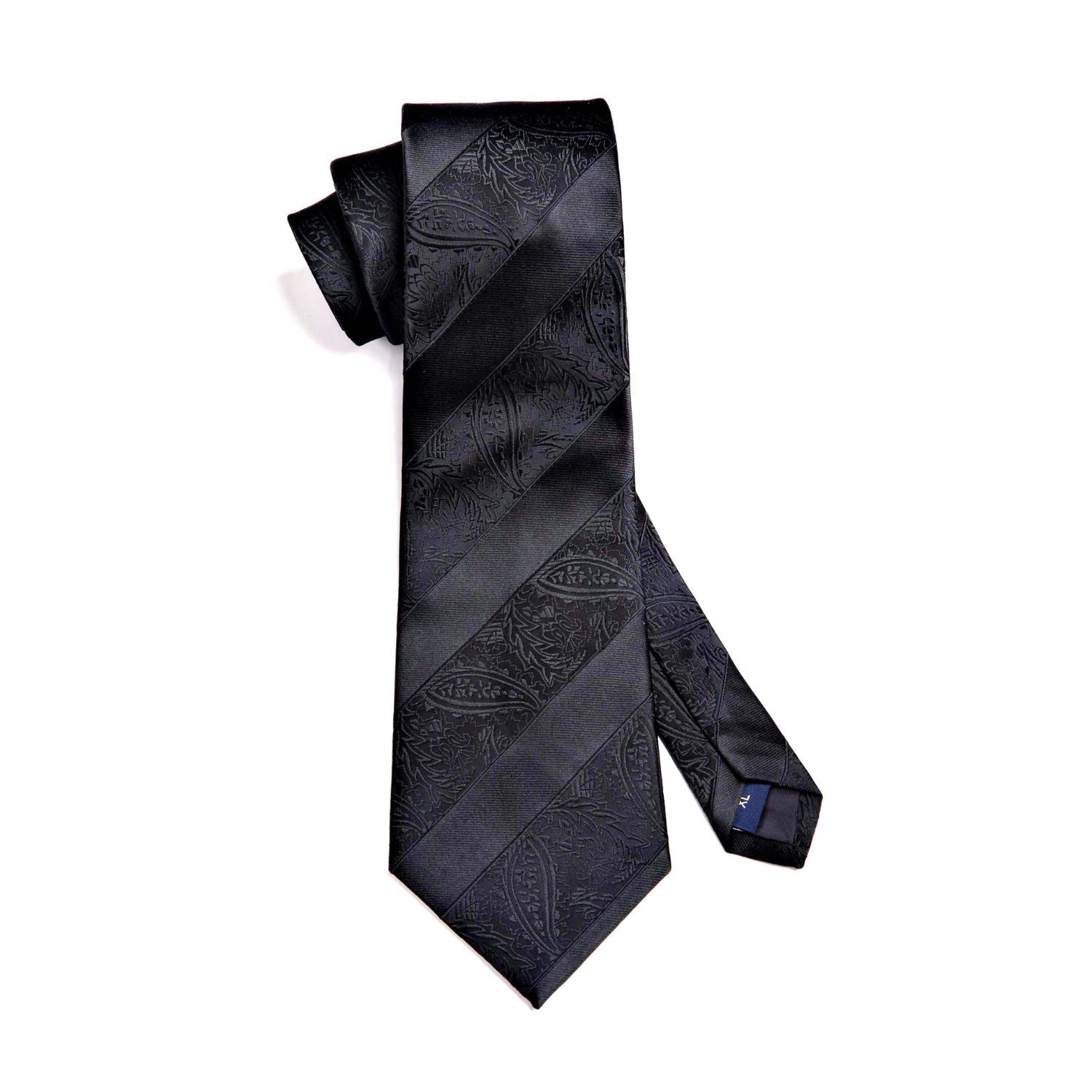 Hisdern Black Striped Formal Wear Accessories Set