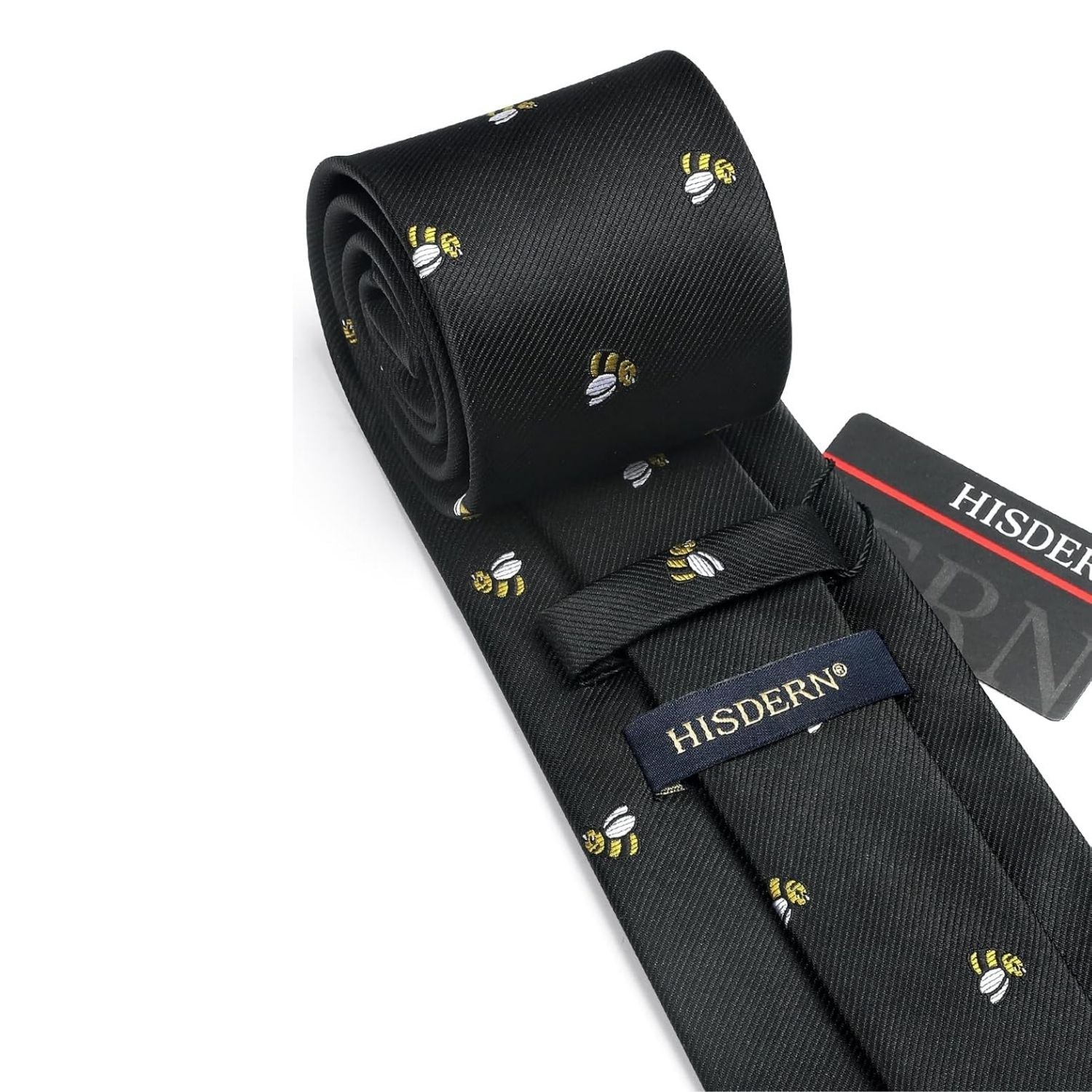 Hisdern Black Bee Cute Print Pattern Tie Set