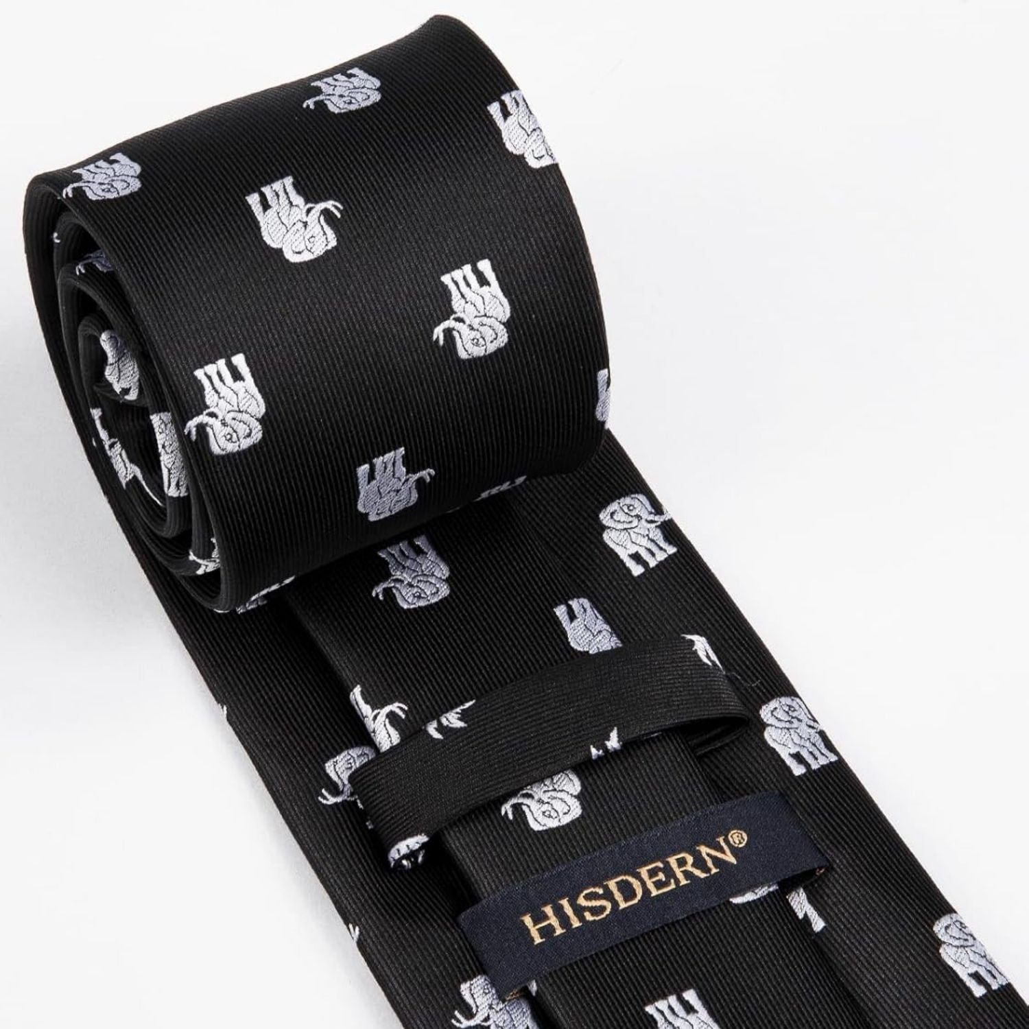 Hisdern Black White Pattern Print Men's Suit Tie Set