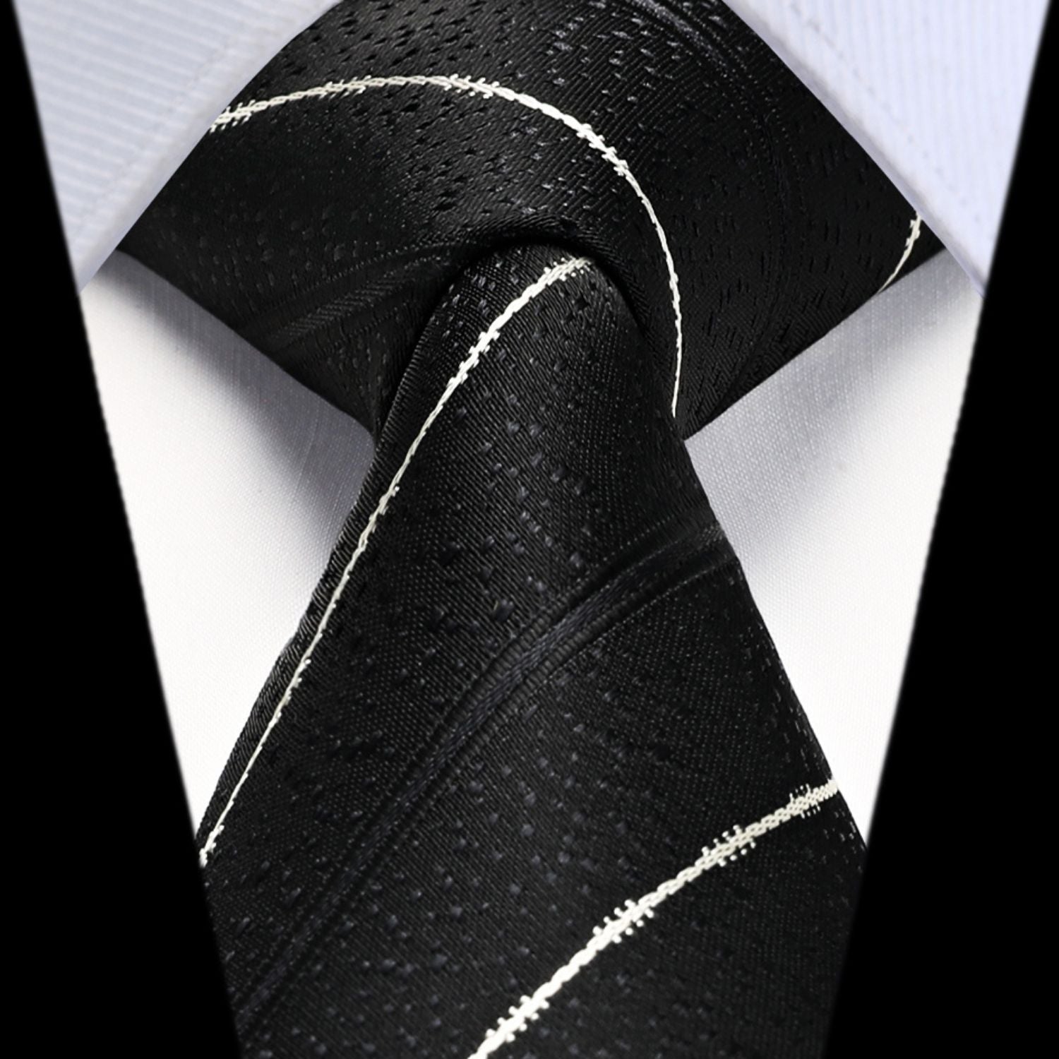Hisdern Black Striped Business Tie Set