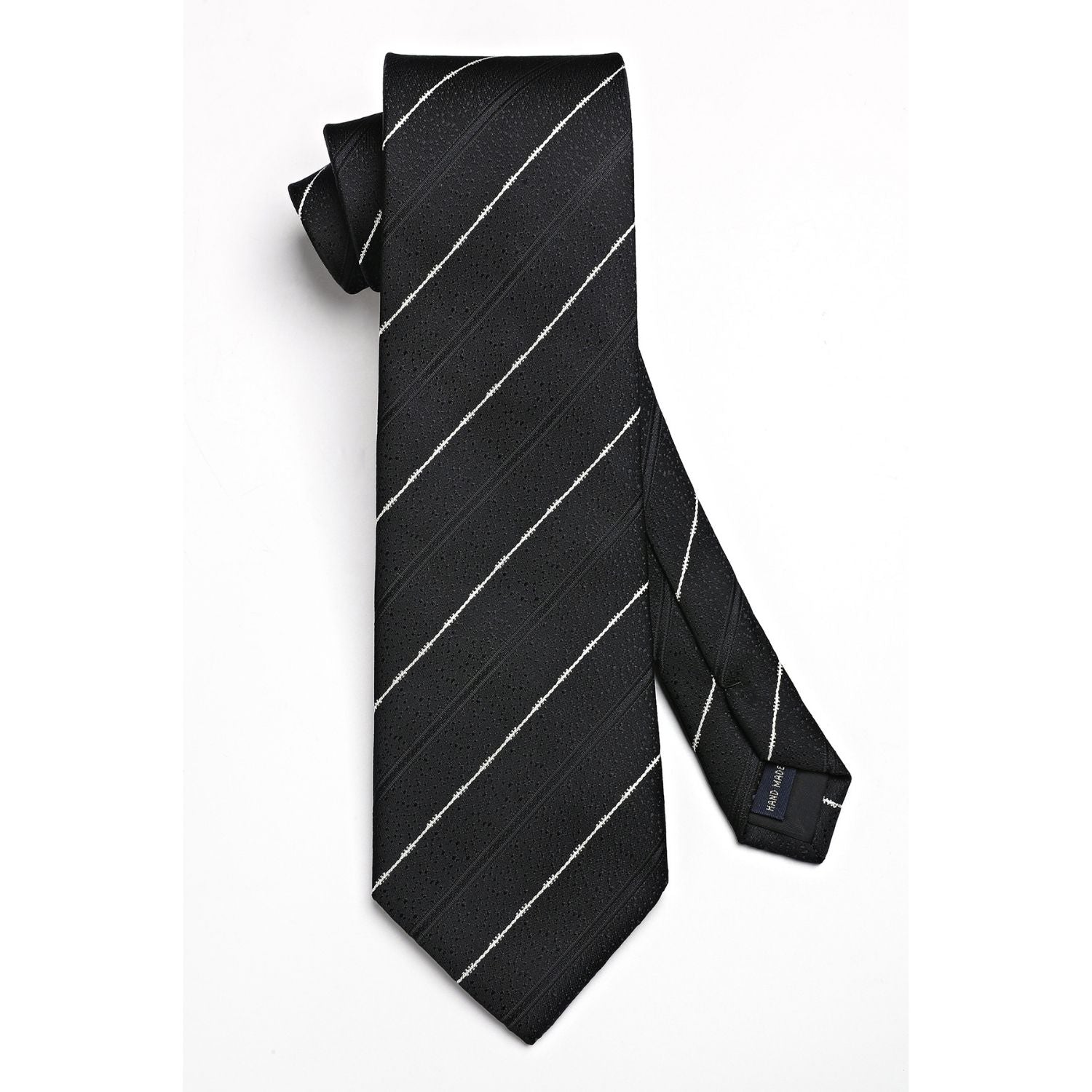 Hisdern Black Striped Business Tie Set