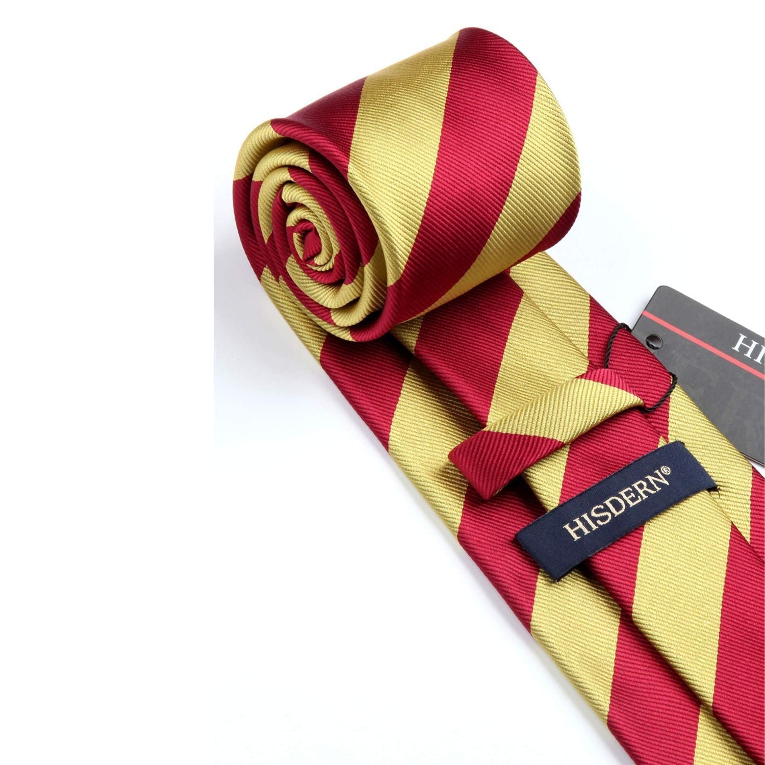 Hisdern Gold Red Striped Business Tie Set