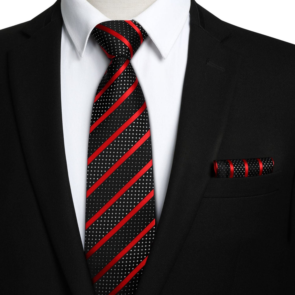 Hisdern Red Striped Business Tie Set
