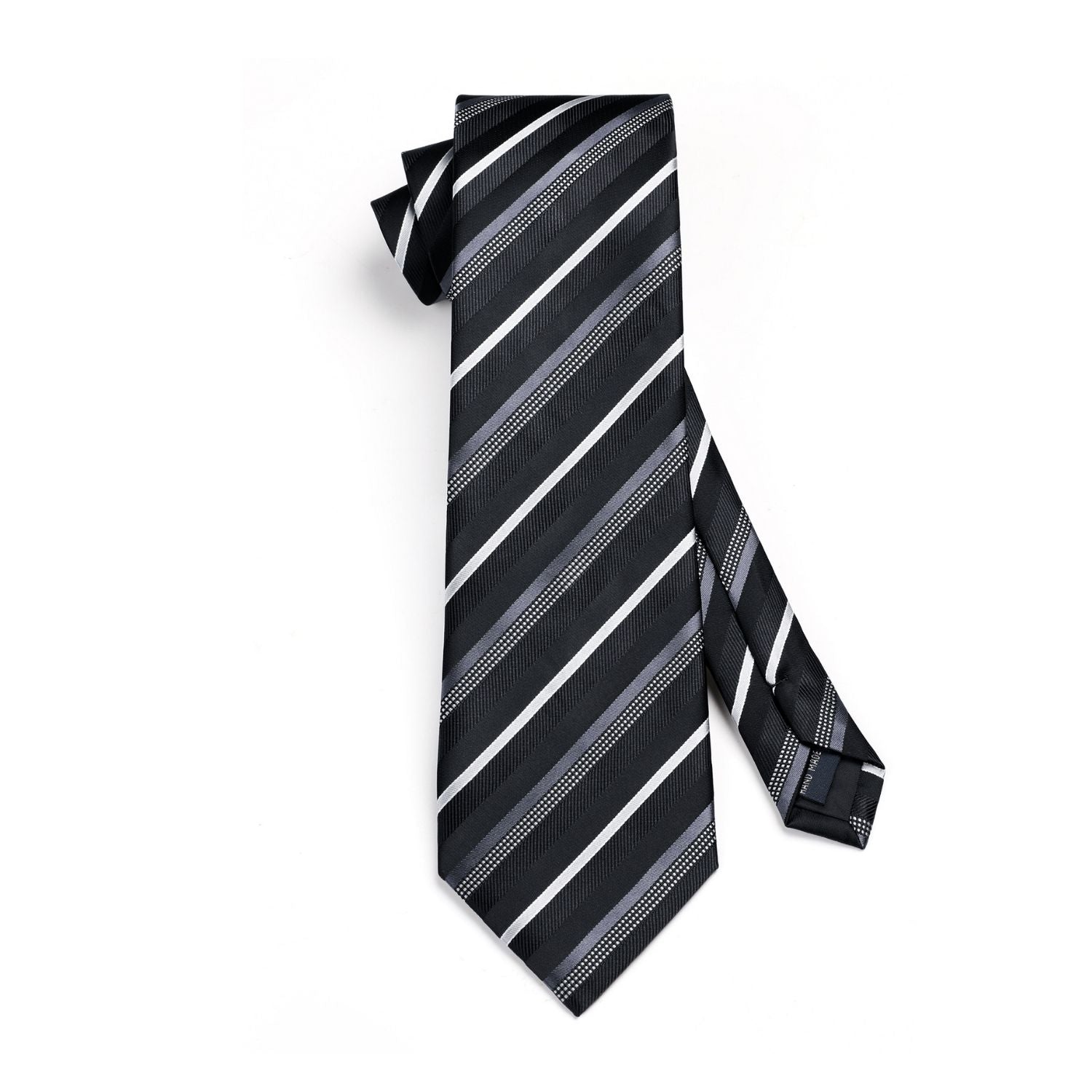 Hisdern Black Striped Business Tie Set