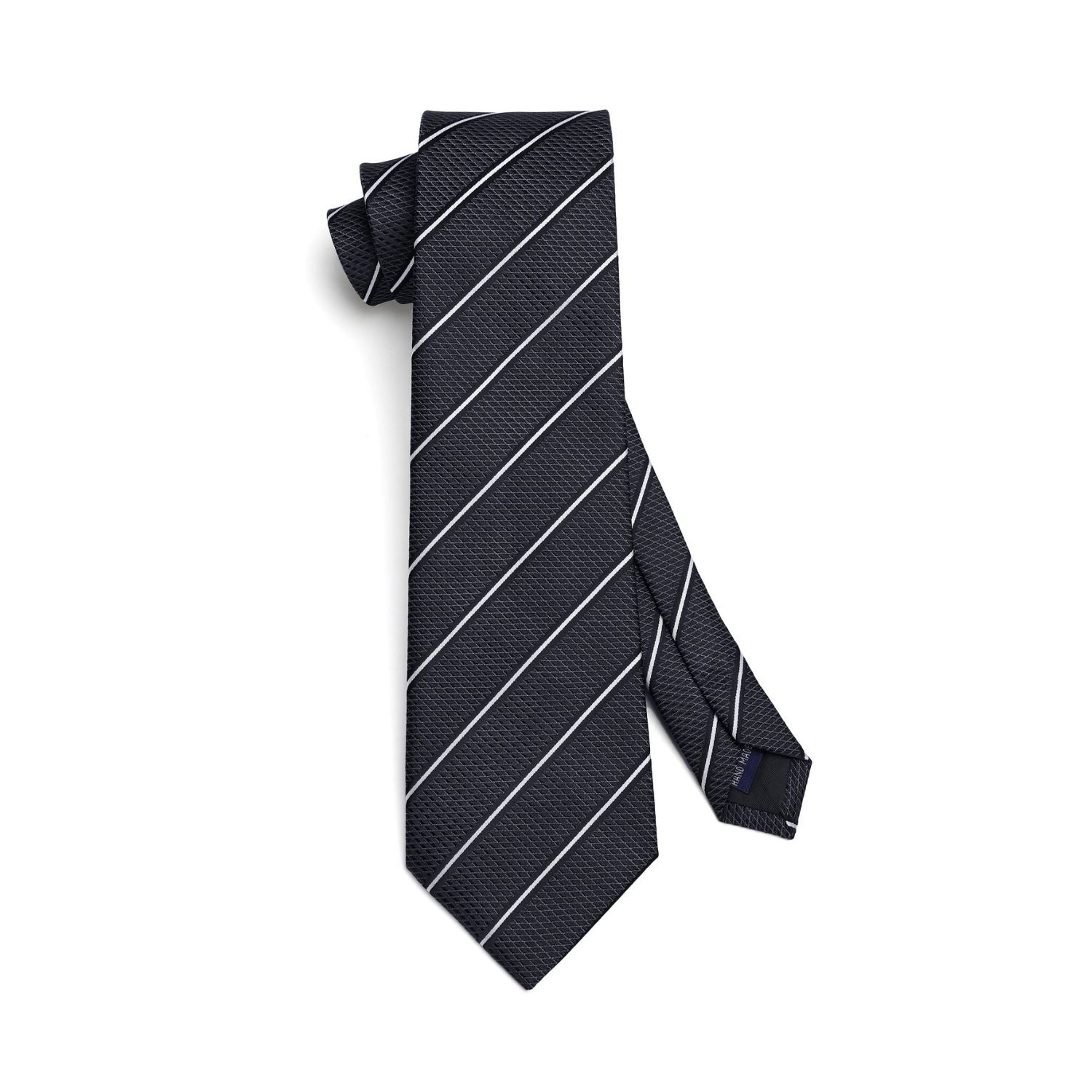 Hisdern Black Striped Business Tie Set