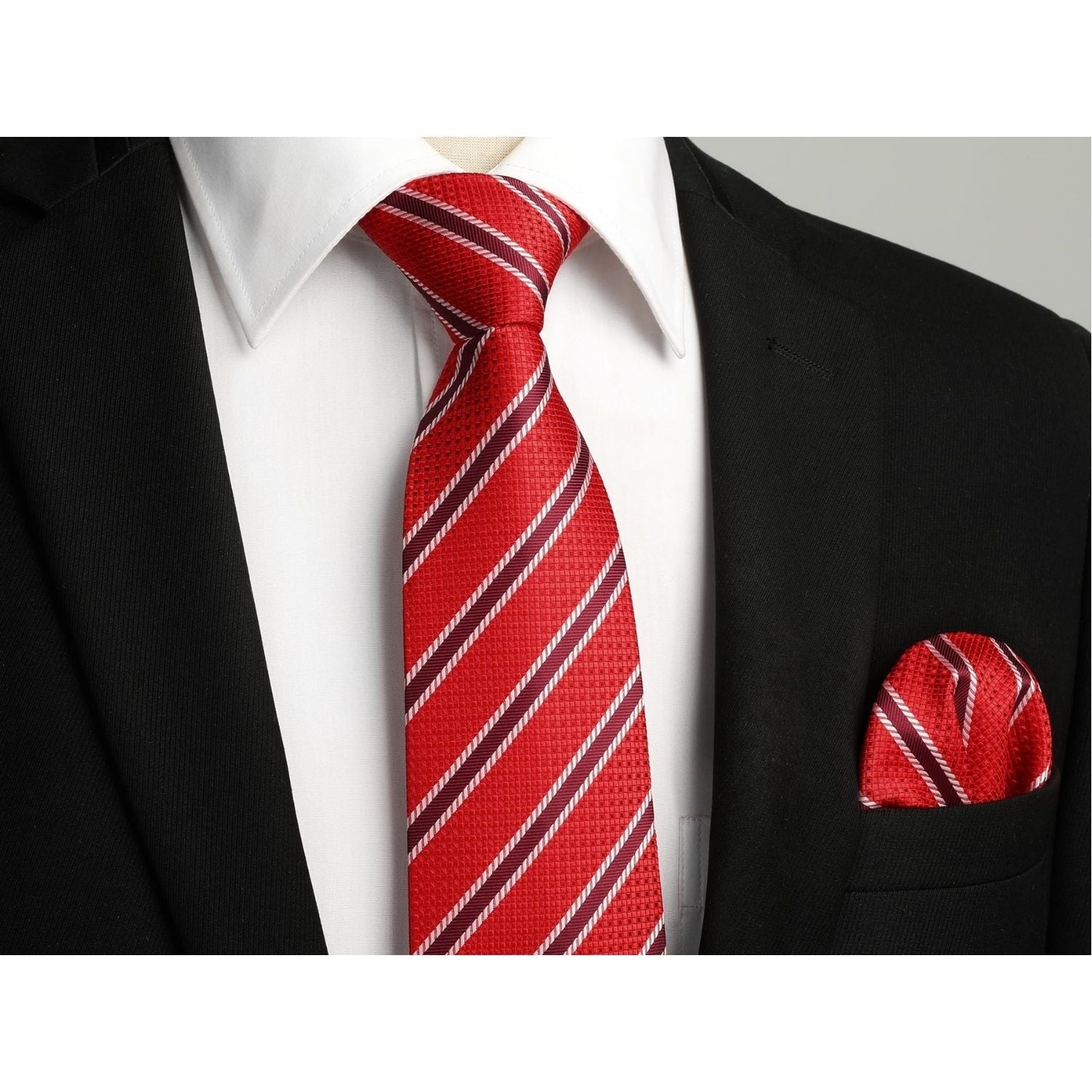 Hisdern Red Striped Business Tie Set