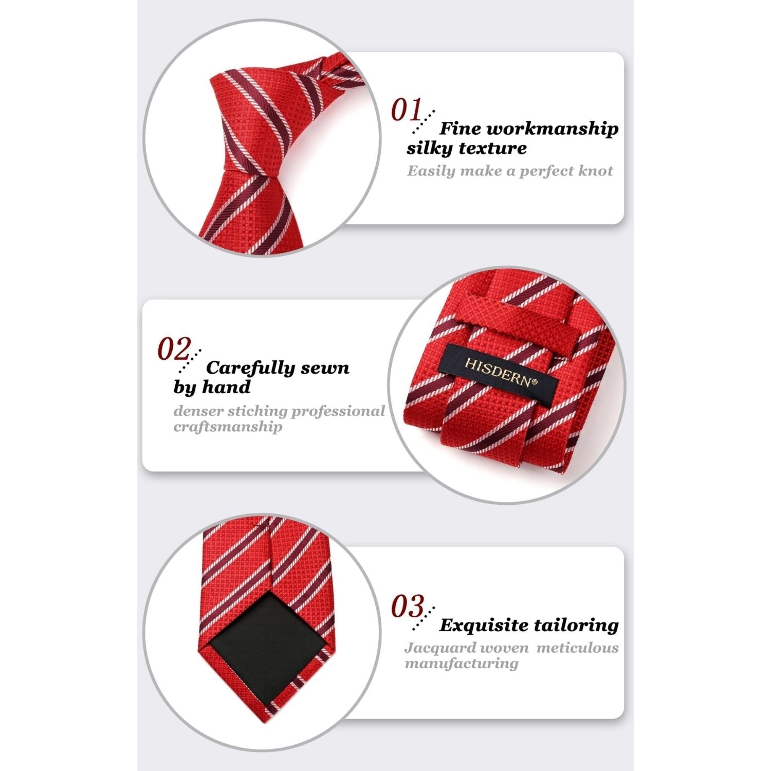 Hisdern Red Striped Business Tie Set
