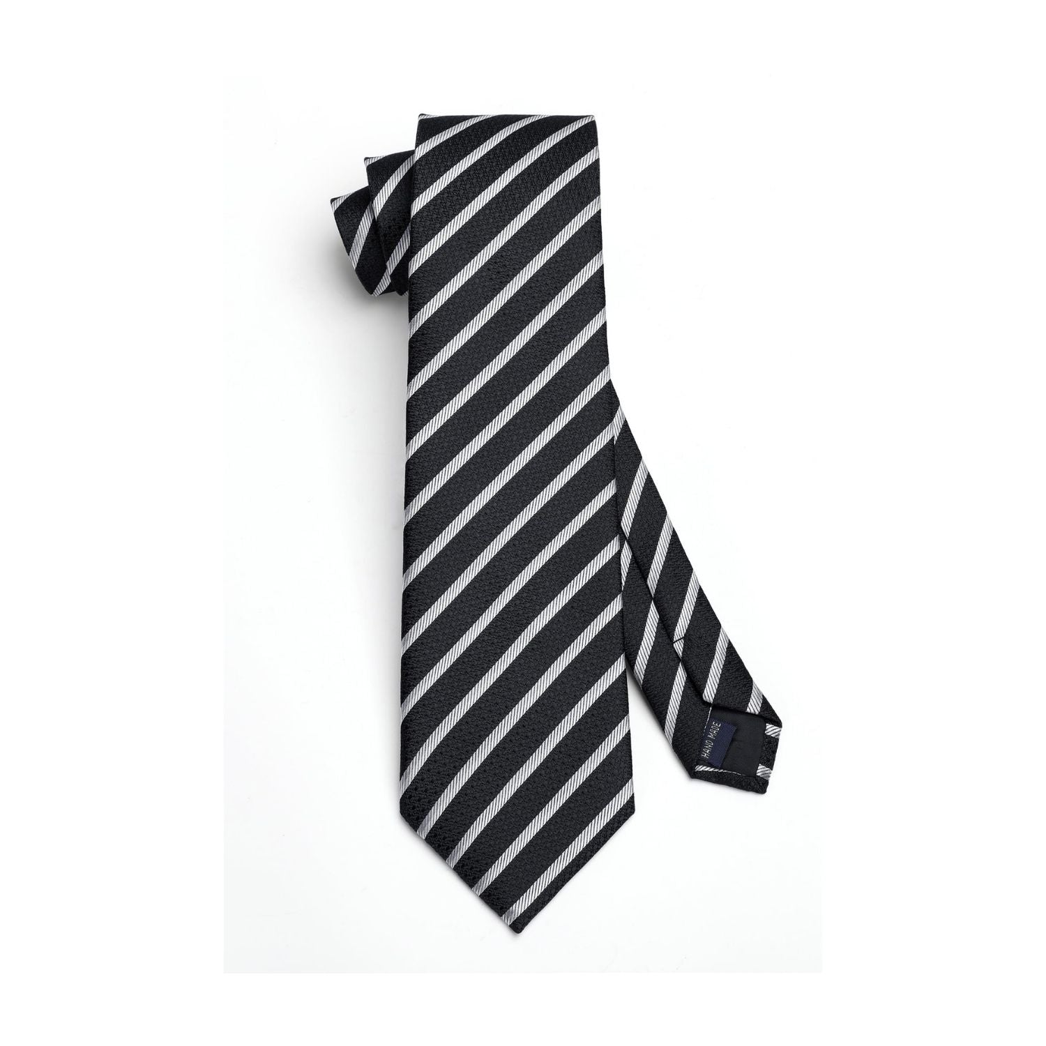 Hisdern Black Striped Business Tie Set