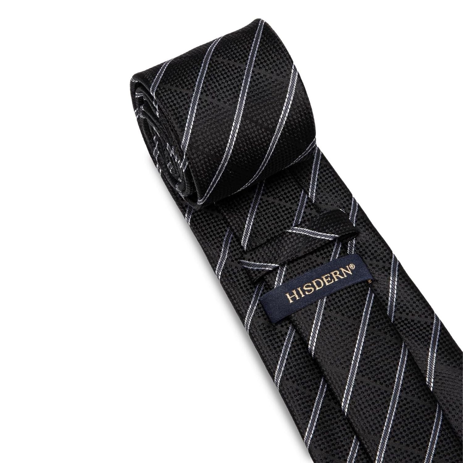 Hisdern Black Striped Business Accessories Set with Cufflinks