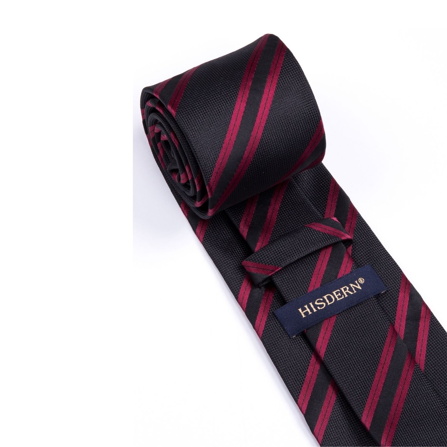 Hisdern Black Red Striped Business Tie Set