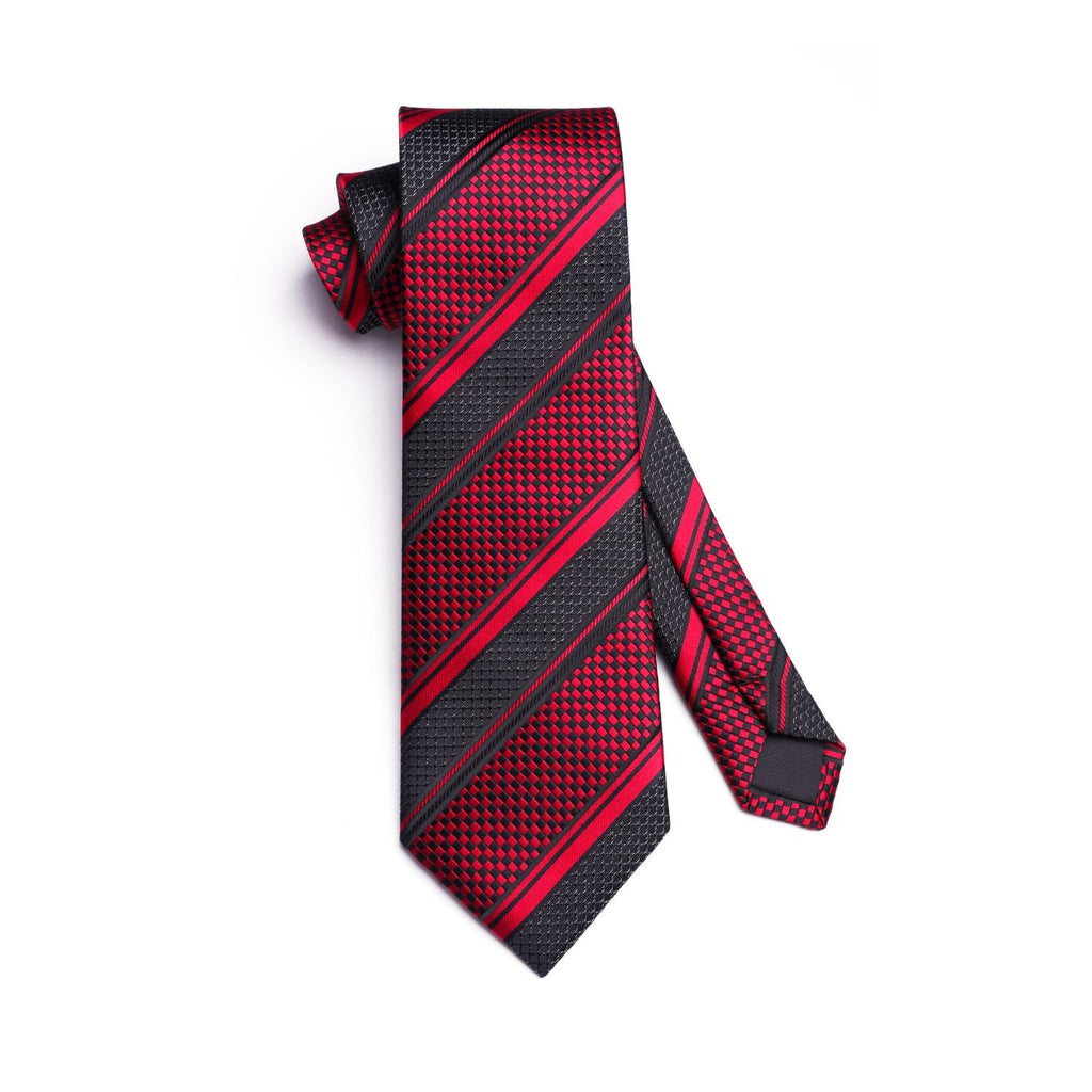 Hisdern Red Striped Business Tie Set